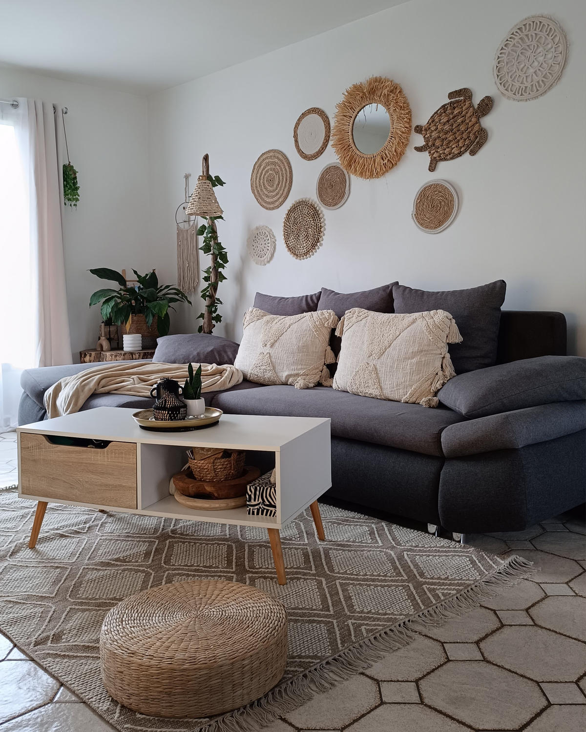 KURZFLOR-TEPPICH Kacem 200/140 cm - Beige, Textil (140/200cm) - Beliani