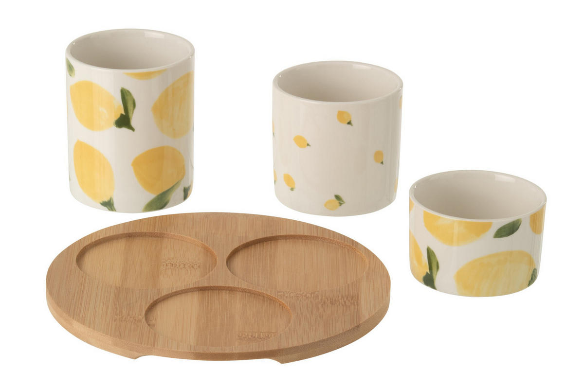 APERITIF-SET ZITRONE - Weiß, Keramik (8/9.5/8cm) - J-Line