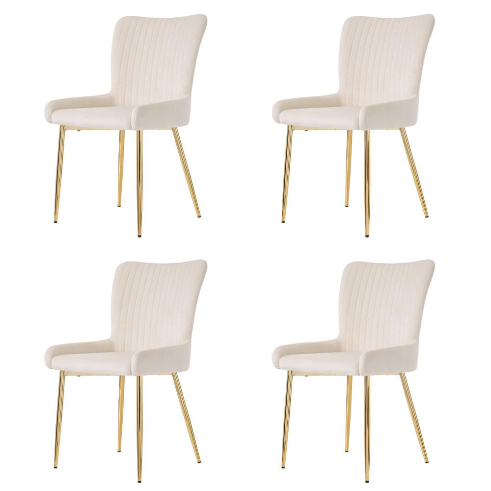 ESSZIMMERSTUHL 4 Stück in Beige Samt - Beige, Textil (58/85/47cm) - KOMHTOM