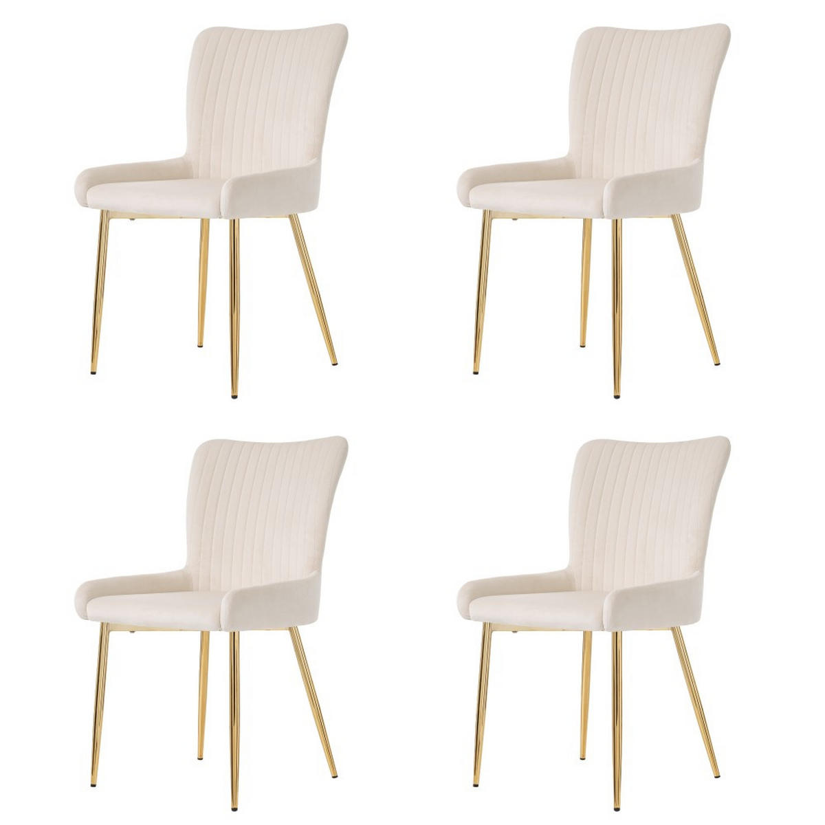 ESSZIMMERSTUHL 4 Stück in Beige Samt - Beige, Textil (58/85/47cm) - KOMHTOM