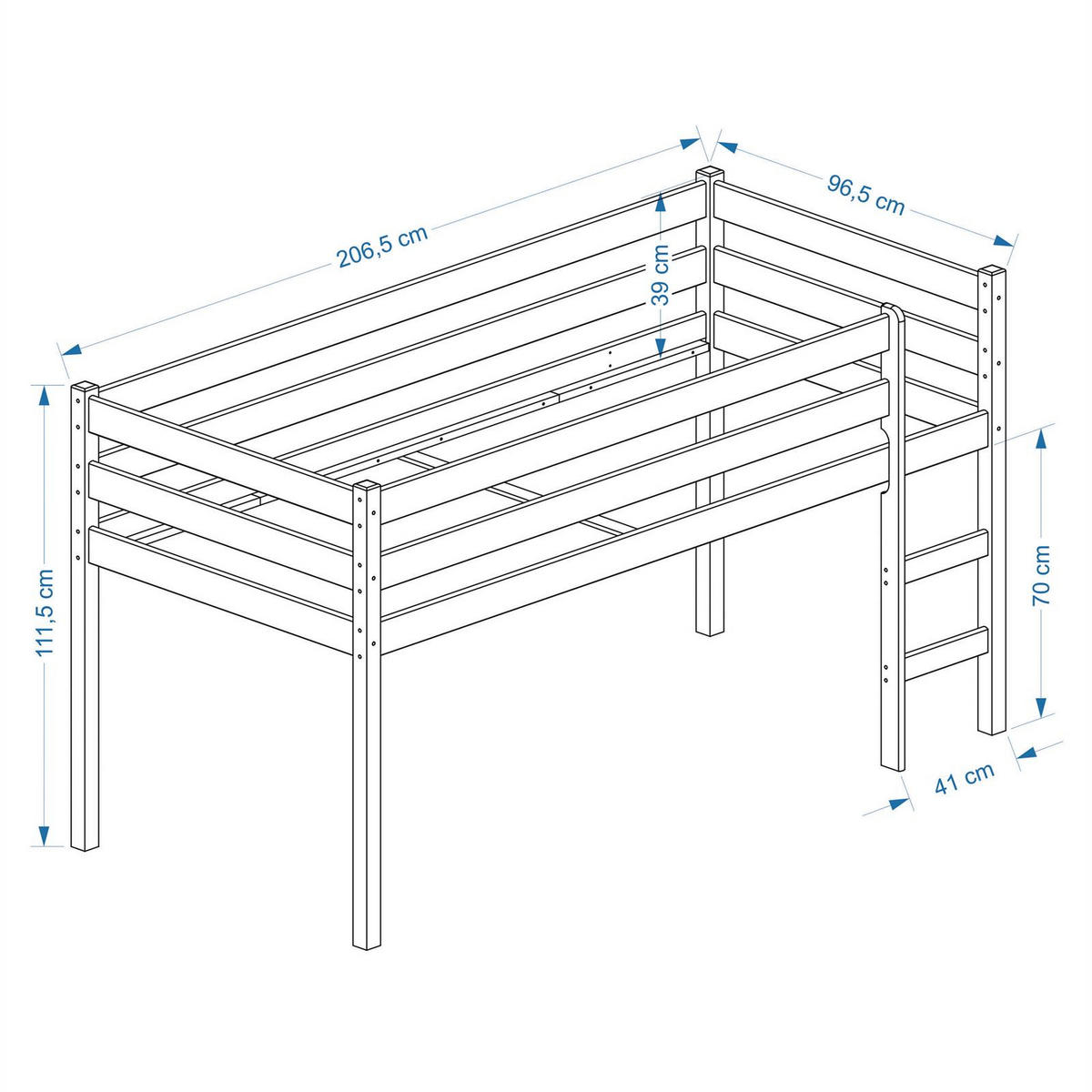 HOCHBETT ERIK 90X200 CM - Weiß, Holz (97/112/207cm) - IDIMEX