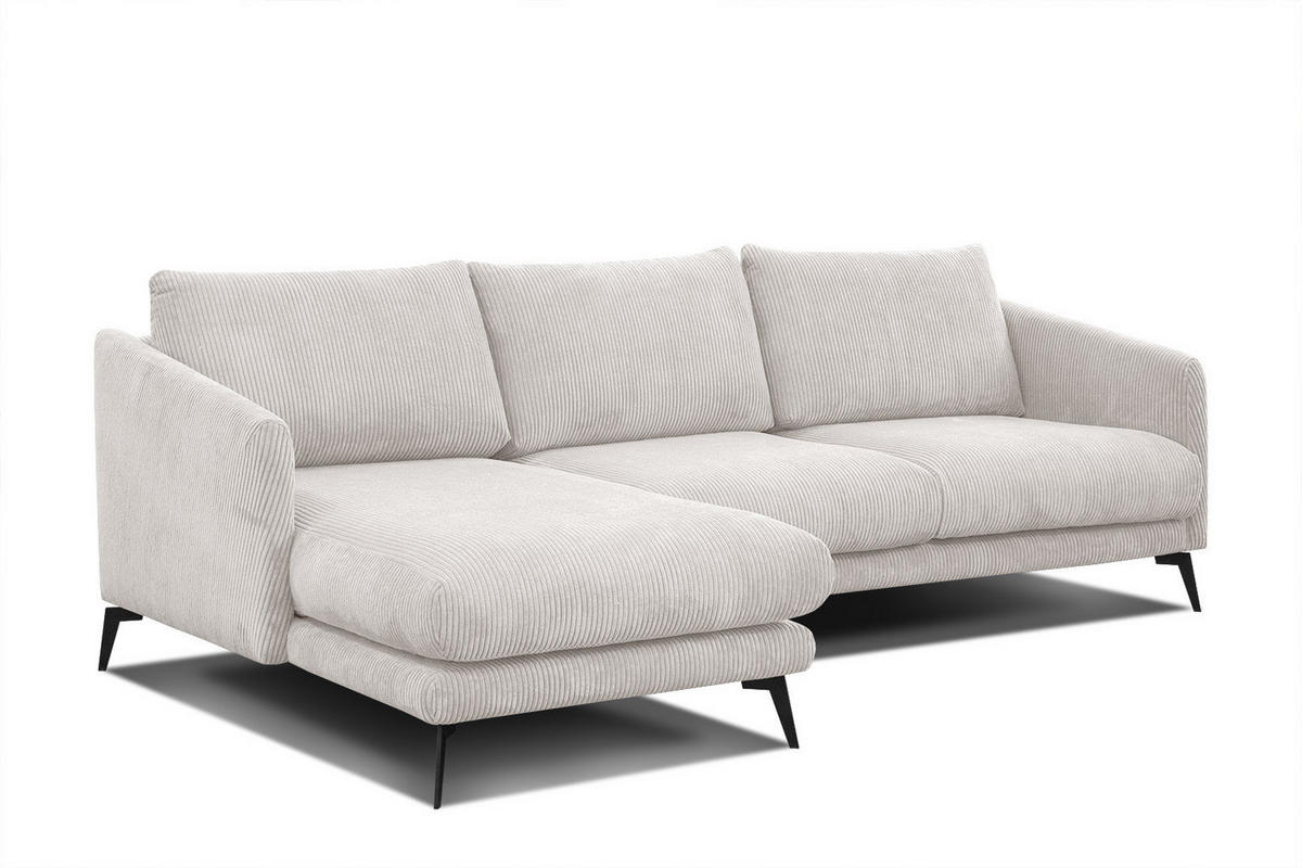 ECKSOFA VILT 4-Sitzer, weiß - Schwarz/Weiß, Holzwerkstoff/Textil (156/255cm) - Courtois Laville