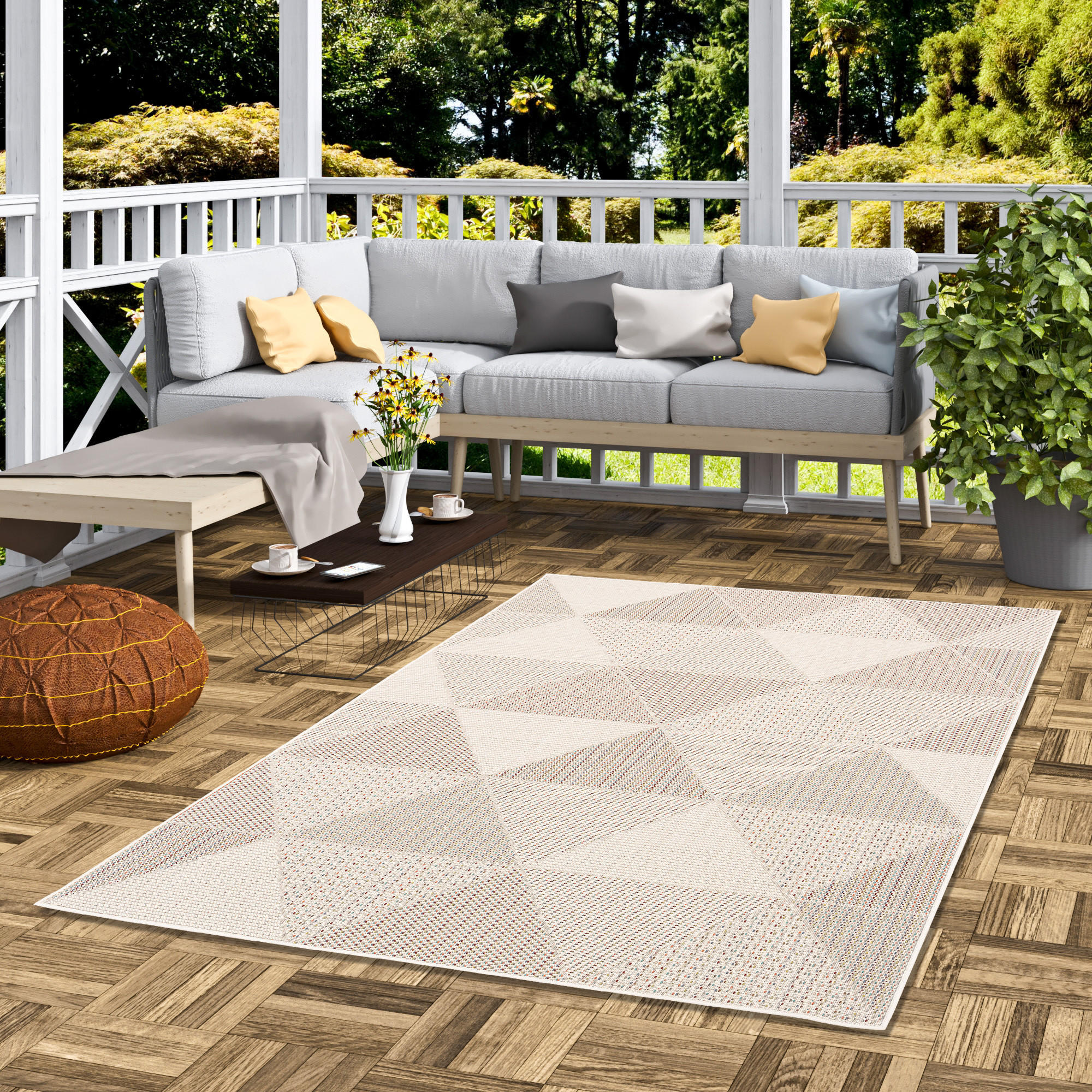 IN & OUTDOOR TEPPICH FLACHGEWEBE CAMPUS RAUTEN - Beige, Textil (140/200cm) - Pergamon