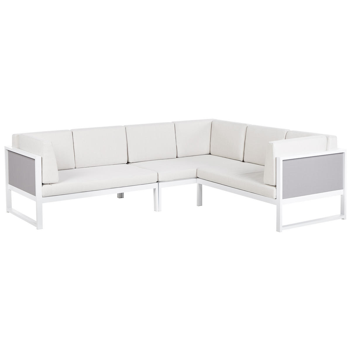 LOUNGE-SET 6-Sitzer Weiß Castella/Fratte - Hellgrau/Weiß, Metall - Beliani