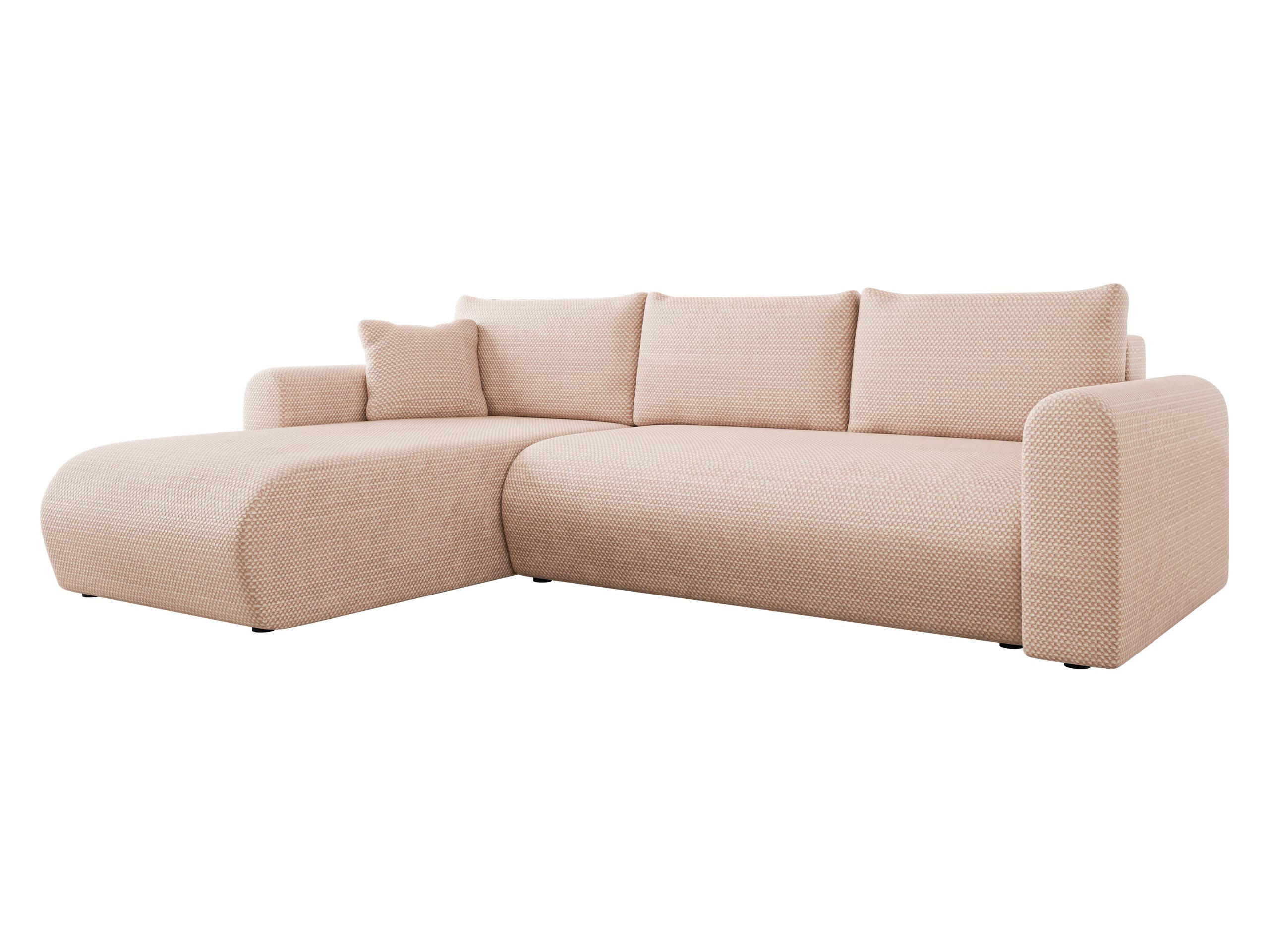 ECKSOFA Eliwo - Hellrosa/Schwarz, Holz/Textil (252/158cm) - MIRJAN24