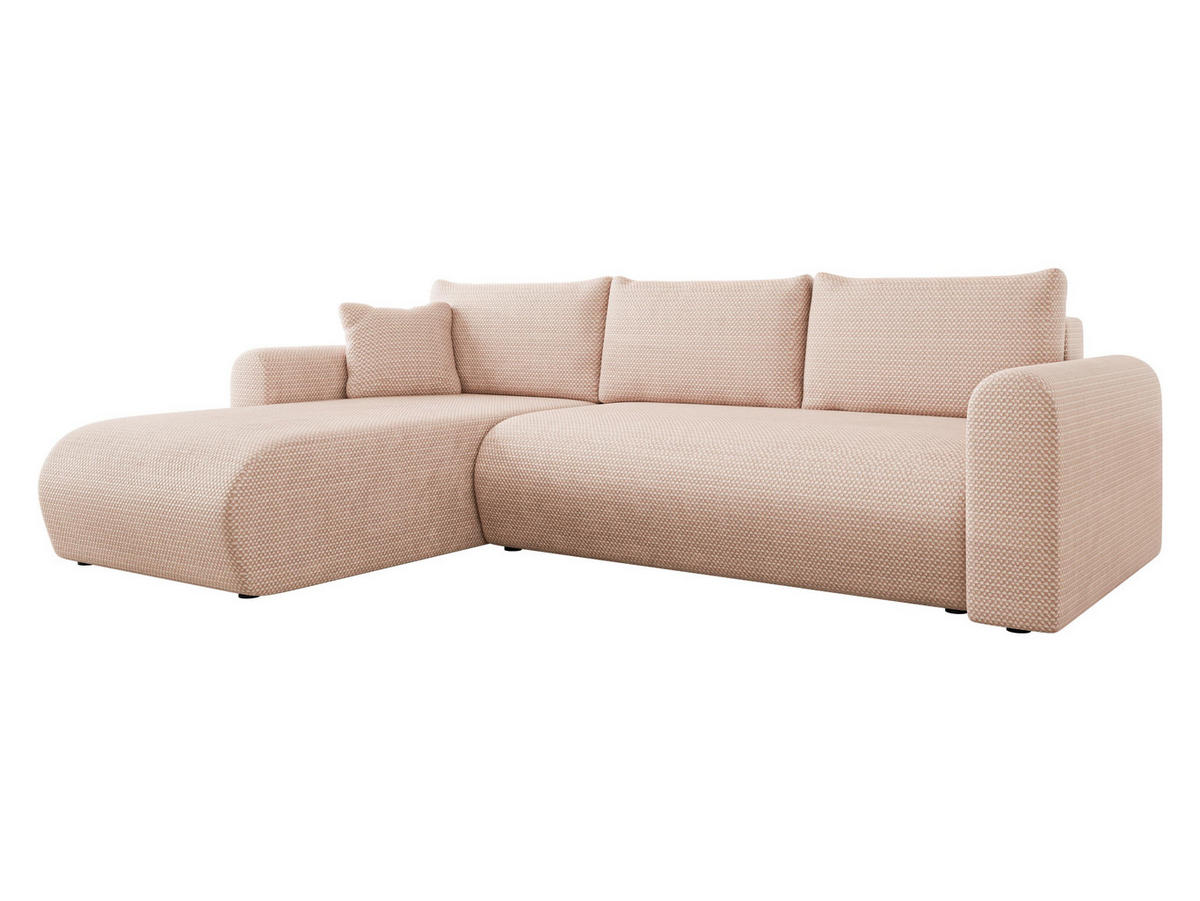 ECKSOFA Eliwo - Hellrosa/Schwarz, Holz/Textil (252/158cm) - MIRJAN24