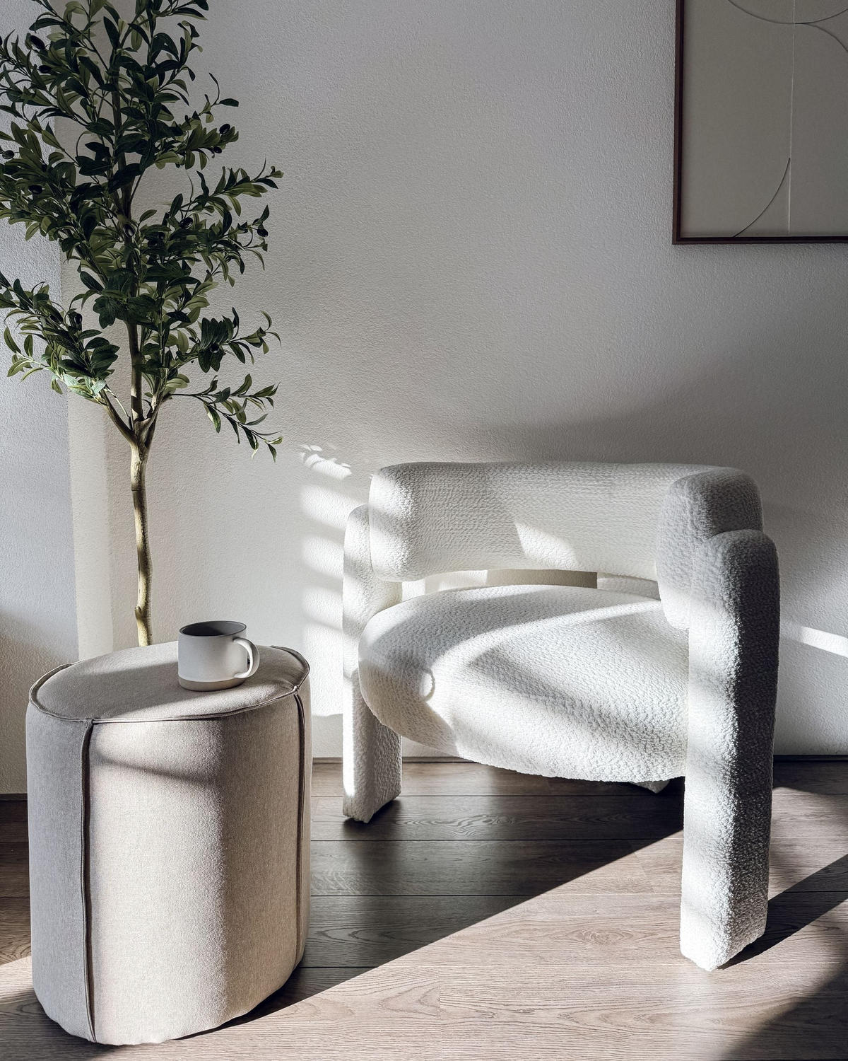 POUF bej Sedona - bej, material textil (40/43/40cm) - Beliani