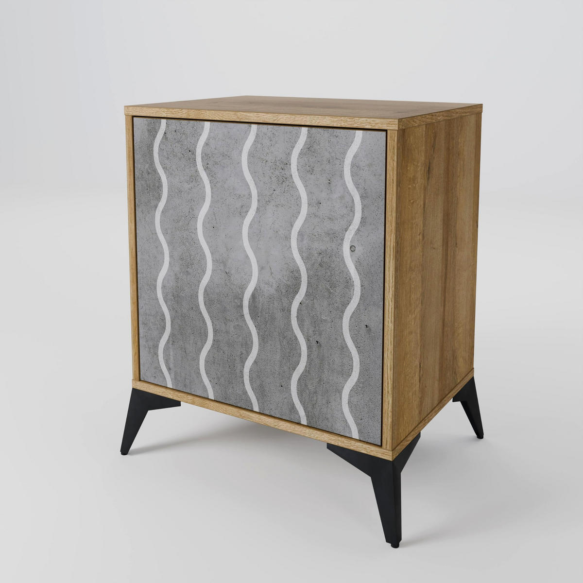 SIDEBOARD WAVES OF CONCRETE, Eichefarben, 57,5x42x57,5 cm, Ohne Füße - Eichefarben/Multicolor, Holzwerkstoff (57.5/57.5/42cm) - SpaceRebels