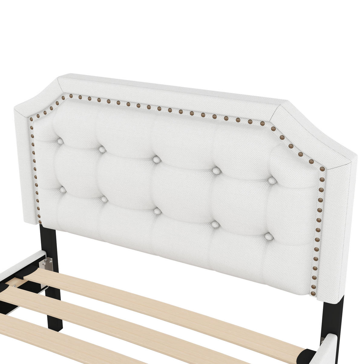 POLSTERBETT aus MDF und Leinen 90x200 cm Hellbeige mit 2 Schubladen - Ecru, Holzwerkstoff (90/200cm) - IVMEU