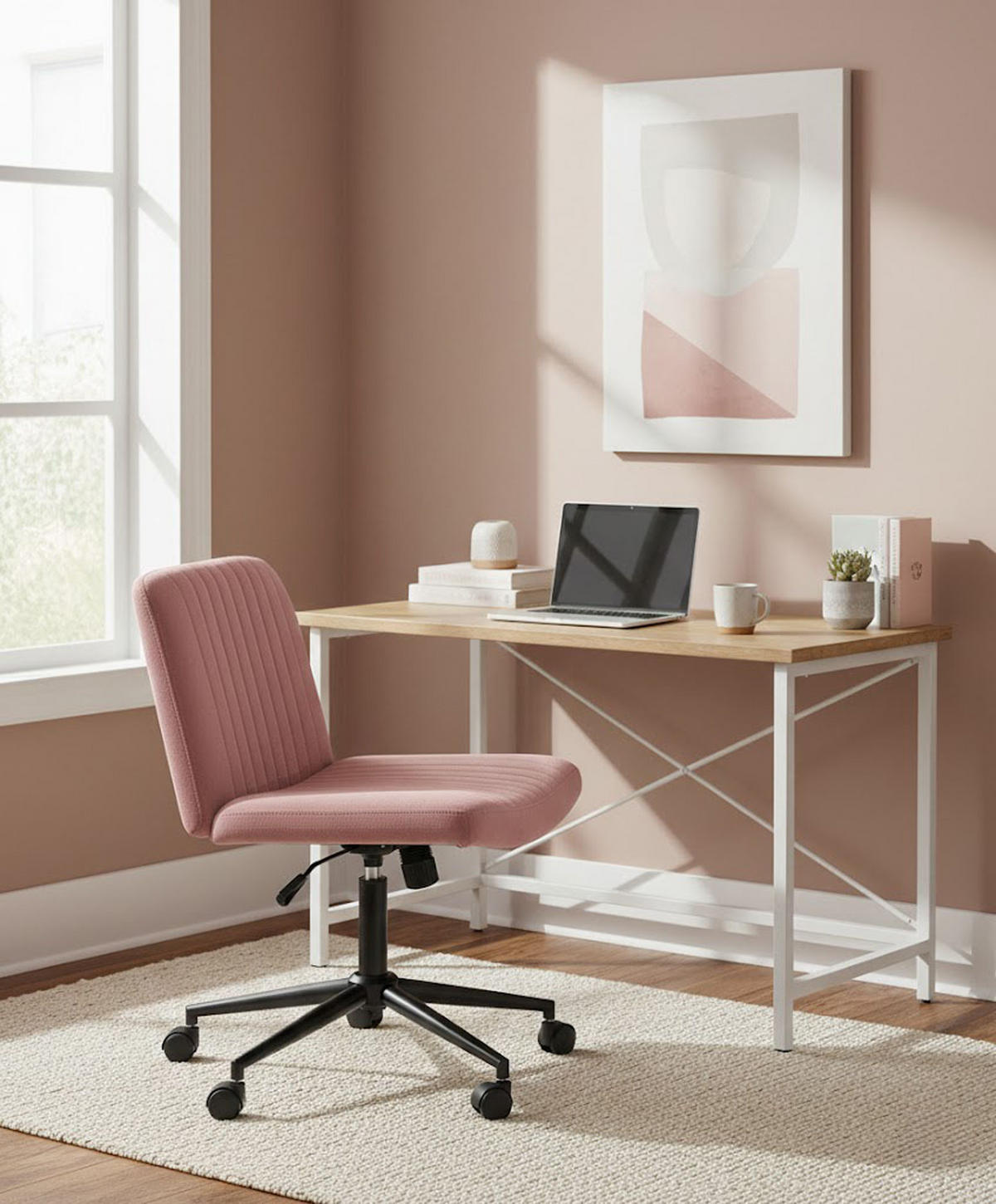 BÜROSTUHL Lynox Samt pink - Pink/Schwarz, Metall (62/98/65cm) - TPFLiving