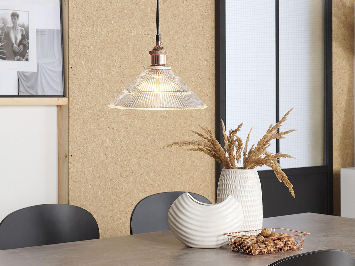 HÄNGELEUCHTE Curone 25/25/129 cm - Transparent, Glas (25/25/129cm) - Beliani