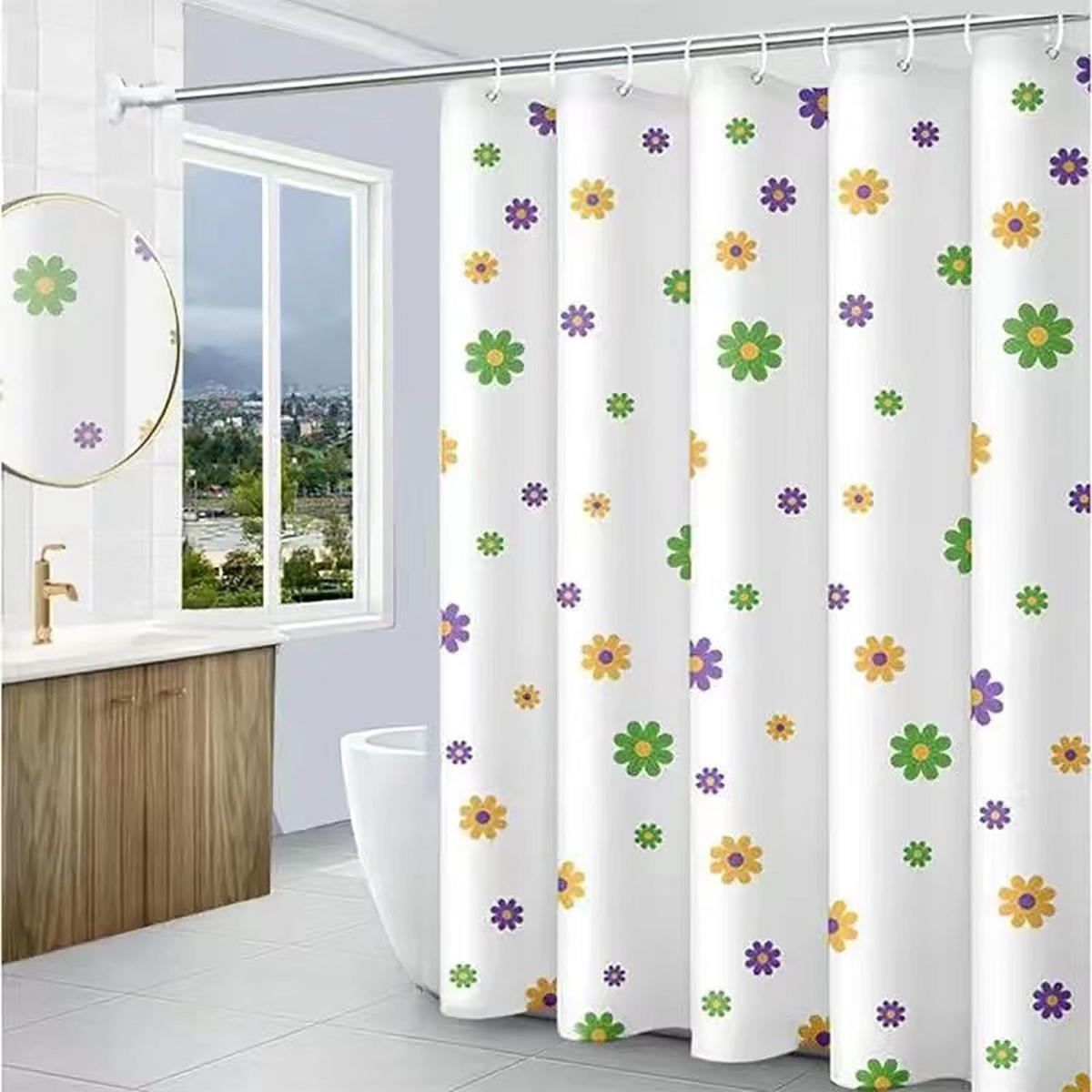 DUSCHVORHANG – 180 x 200 cm – inklusive Haken - Multicolor, Kunststoff (180/200cm)