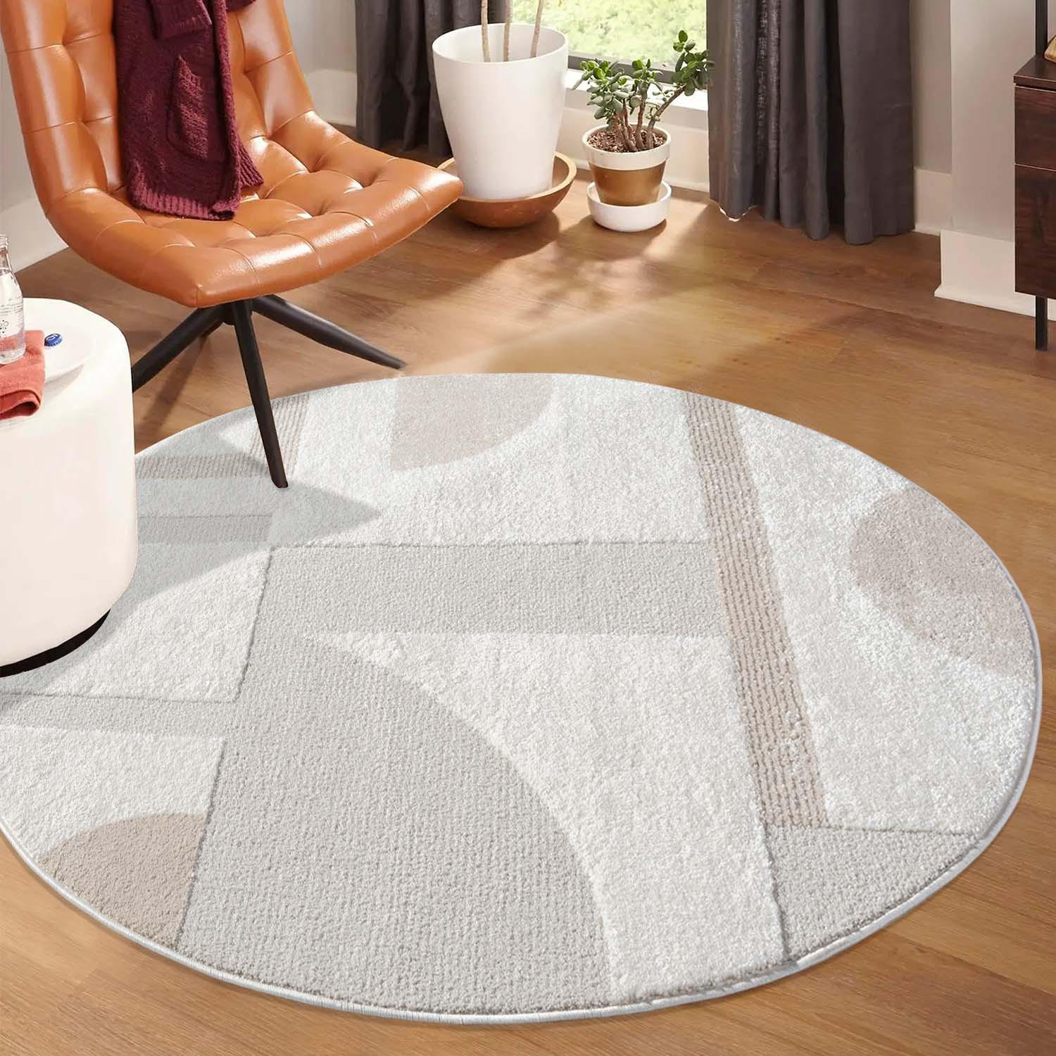 KURZFLOR-TEPPICH Lounge 9992 Creme 200 cm Rund - Creme, Textil (200/200cm) - carpet city