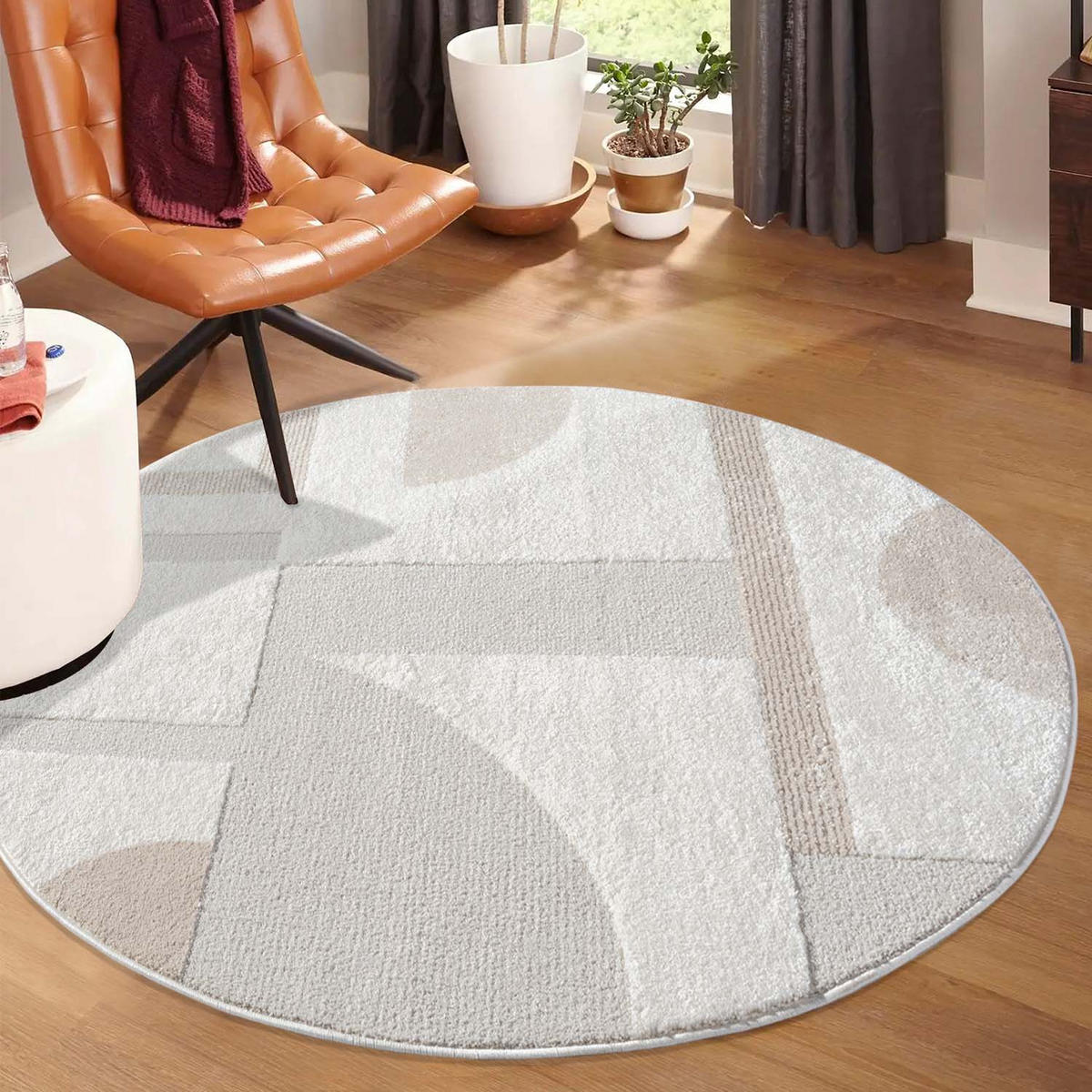 KURZFLOR-TEPPICH Lounge 9992 Creme 200 cm Rund - Creme, Textil (200/200cm) - carpet city