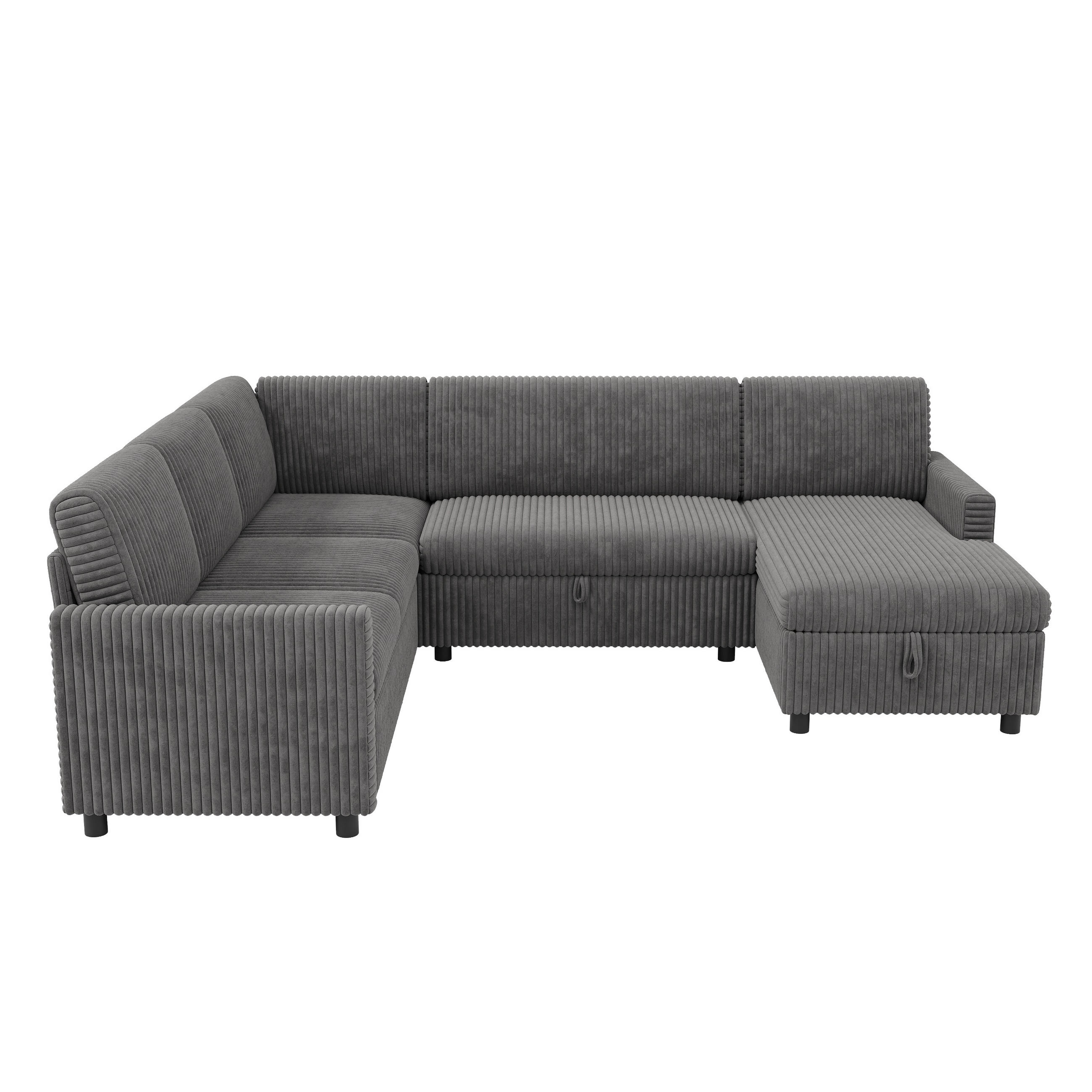 WOHNLANDSCHAFT Grau 274/220/85 cm 5-Sitzer mit Schlaffunktion - Grau, Textil (274/85/220cm) - PANGIVO