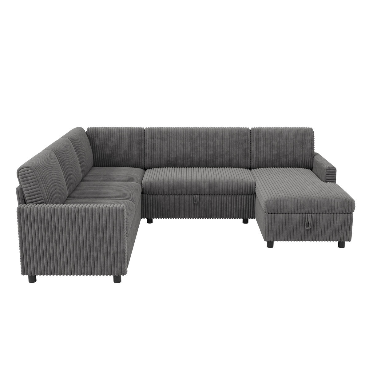 SOFA U Oblik na Razvlačenje Cord 220x274x85 cm Siva - siva, tekstil (274/85/220cm) - FLIEKS