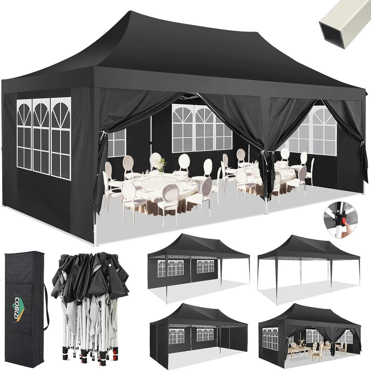 XXXLutz Faltpavillon Schwarz 600x320x300 cm