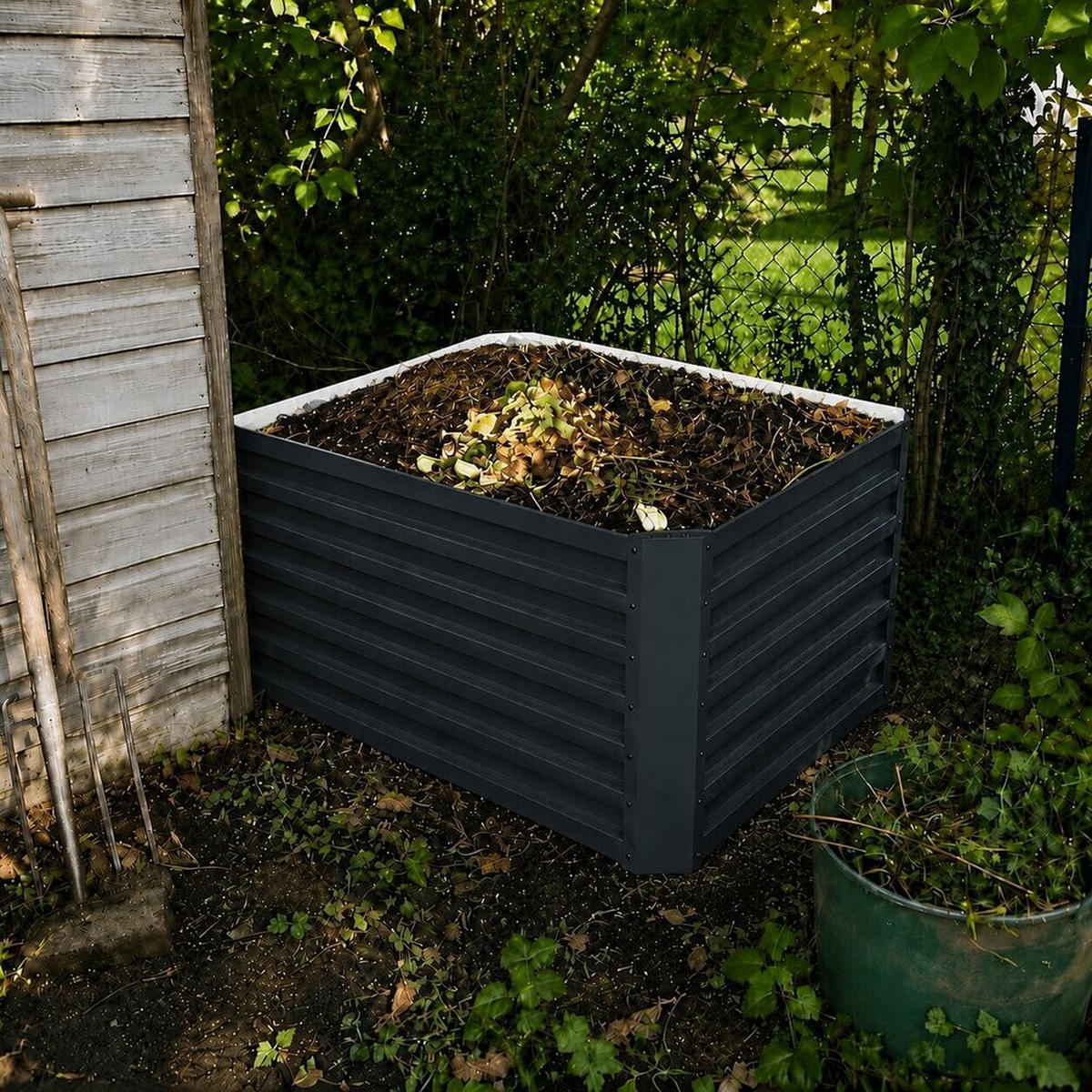 KOMPOSTER Garten, Anthrazit, 90 x 90 cm - Anthrazit, Metall (90/60/90cm) - Vicco