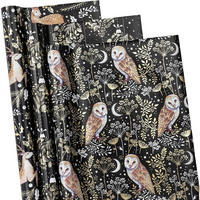 GESCHENKPAPIER 3-teiliges Set mit Eulen- und Rentier-Motiv - Multicolor, Papier (4/44/10cm)