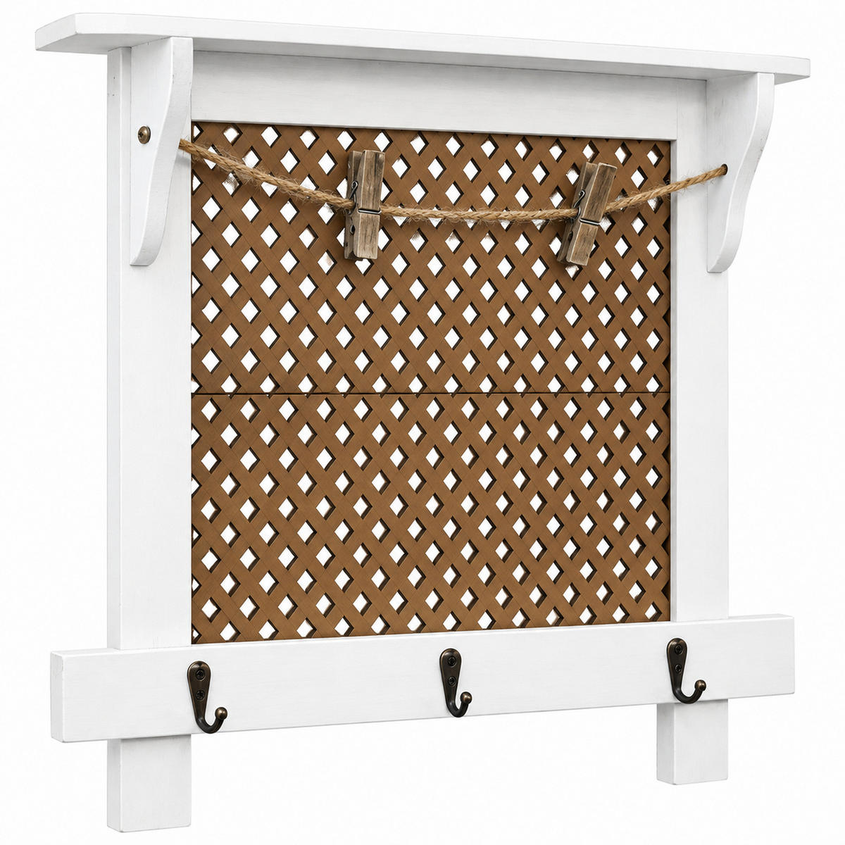 WANDORGANIZER Vintage Schlüsselbrett Holz mit Ablage - Weiß, Holz (43/39/6.5cm) - DanDiBo