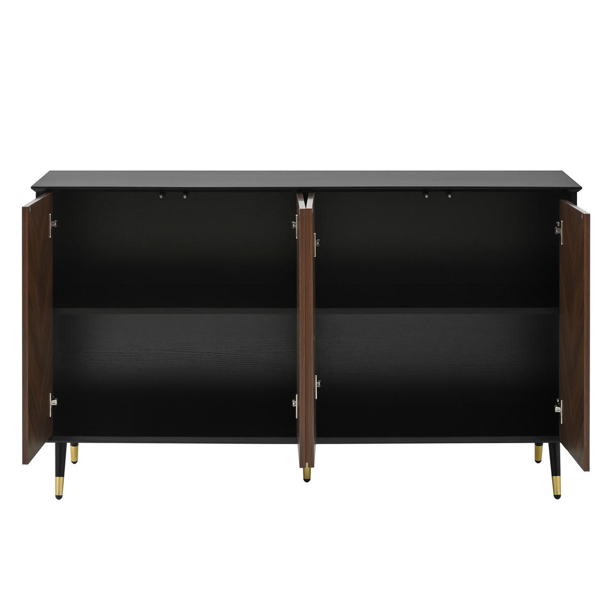 SIDEBOARD 120/40/80 cm mit 3 Schubladen, 2 Türen, LED-Beleuchtung und Hochglanzfront, Schwarz - Schwarz, Holzwerkstoff (120/80/40cm) - Redom
