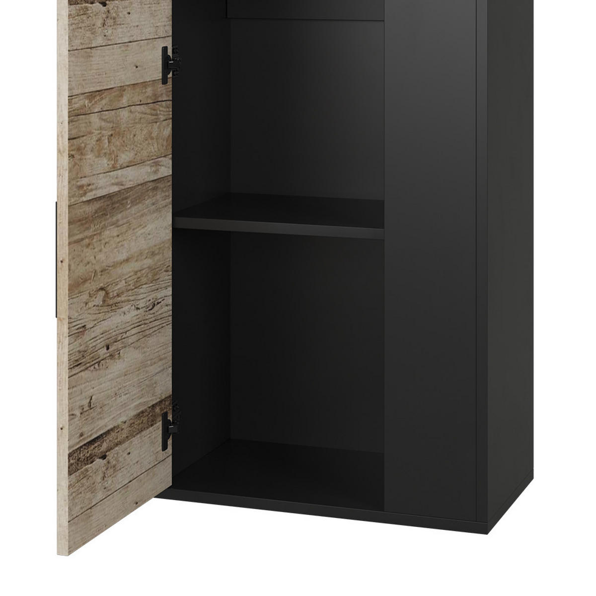 NÁSTĚNNÁ POLICE Berno Černý/pískový dub - černá/Sonoma dub, kompozitní dřevo (50.1/78.4/28.3cm) - Vicco