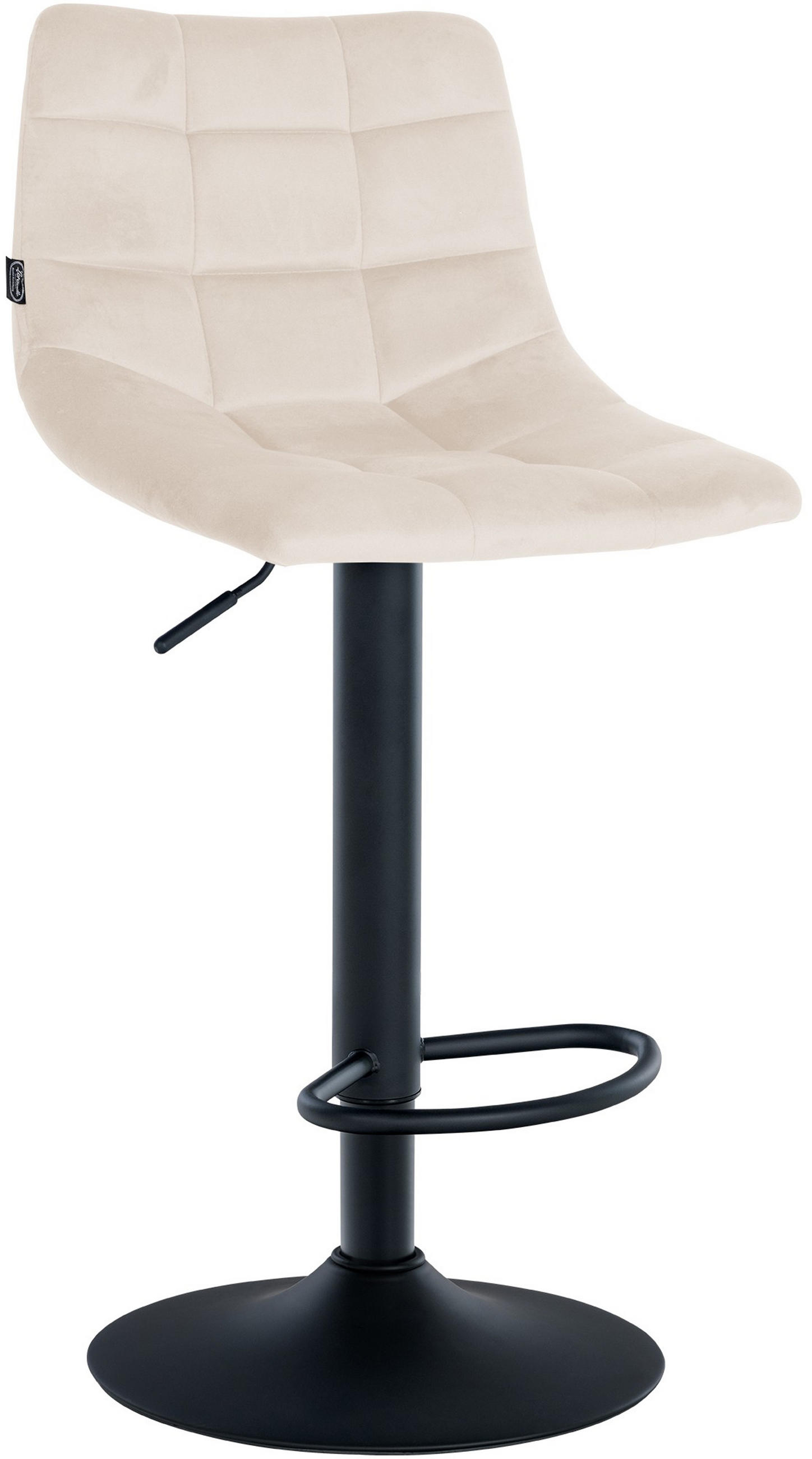 BARHOCKER James Samt schwarz creme - Creme/Schwarz, Textil/Metall (43/108.5/46.5cm) - TPFLiving