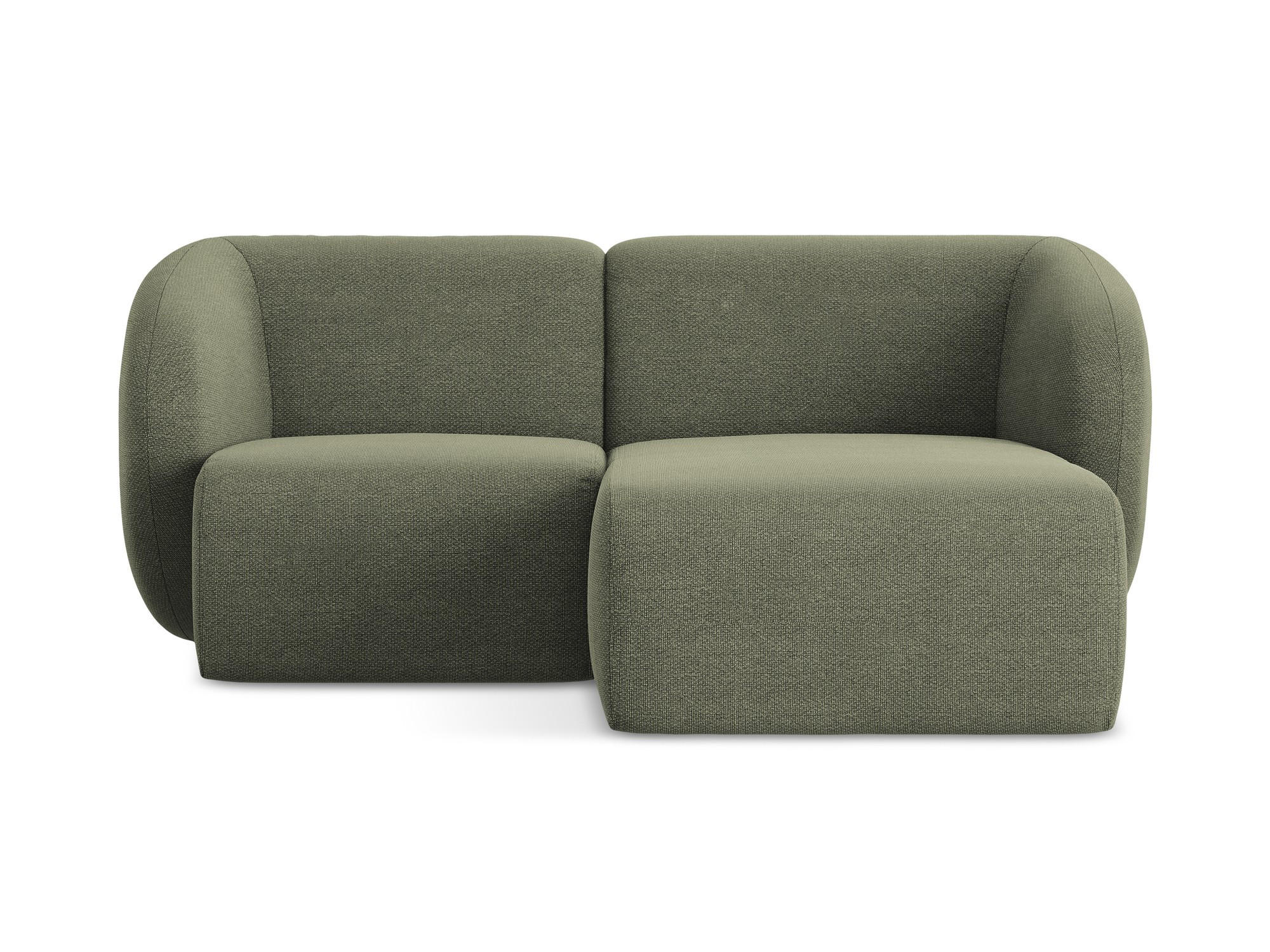 ECKSOFA Rechts Bouclé Stoff Grün - Schwarz/Olivgrün, Holzwerkstoff/Kunststoff (178/166cm) - Makamii