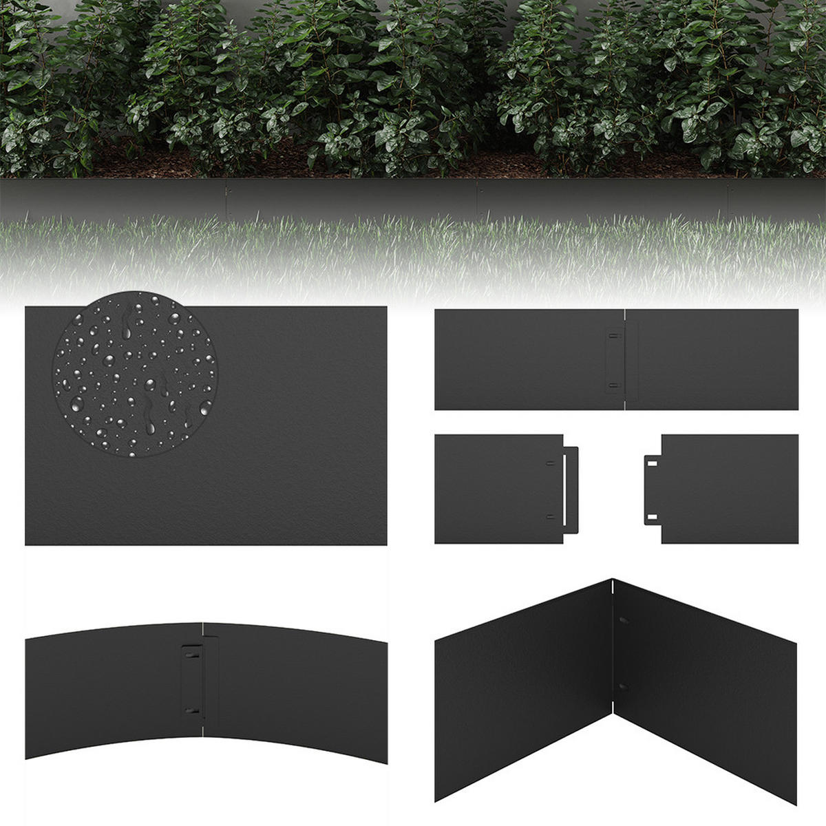 RASENKANTE Anthrazit 100 x 18 cm 10 Meter - Anthrazit, Metall (100/18/0.7cm) - Vicco