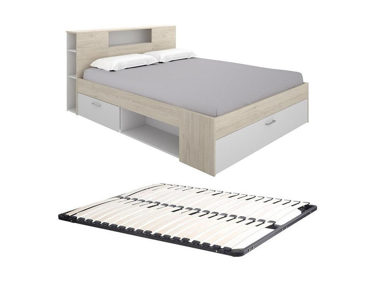 BETTRAHMEN - -Sitzer - Holz, Platte - Naturfarben Hell, Weiß - - Naturfarben/Weiß, Holz (180/200cm) - Vente-Unique