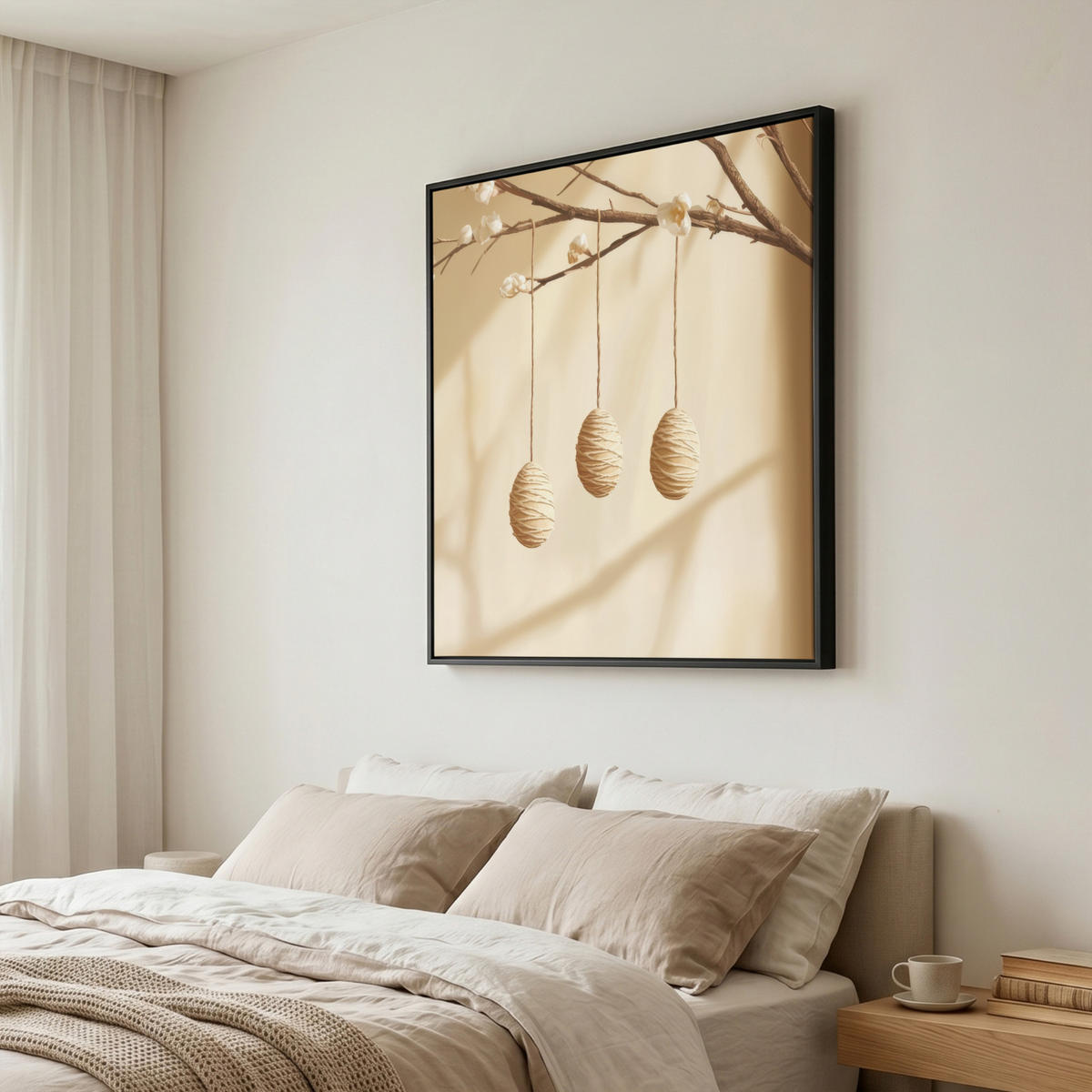 LEINWAND Bilder mit Rahmen - Beige - Osterkuchen - Eier - 90x90 - Beige, Textil (90/90cm) - MuchoWow