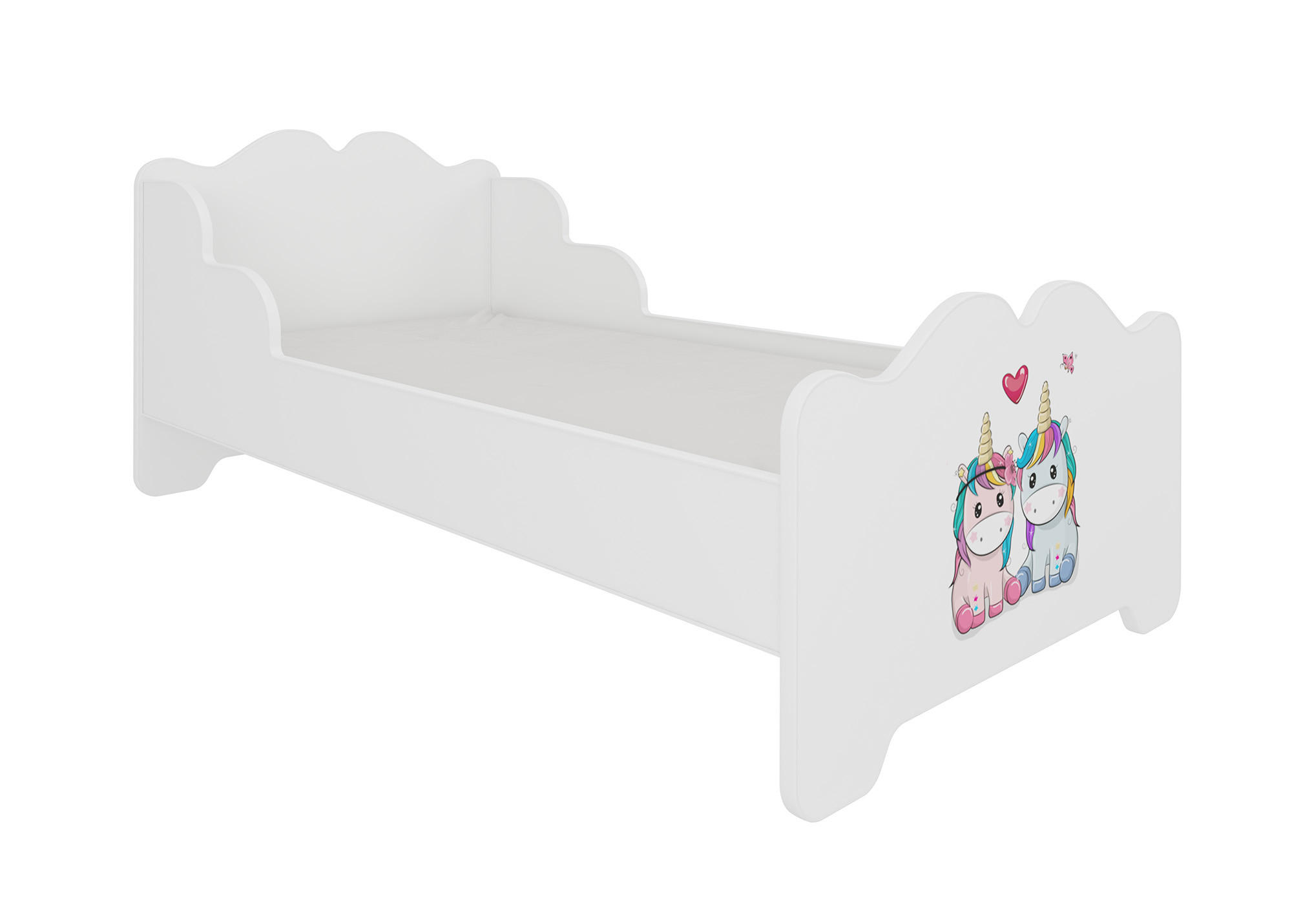 KINDERBETT Ximena 164 / 88 / 63cm weiß / Motiv Einhorn Paar - Blau/Pink, Holz/Holzwerkstoff (80/160cm) - Feldmann-Wohnen