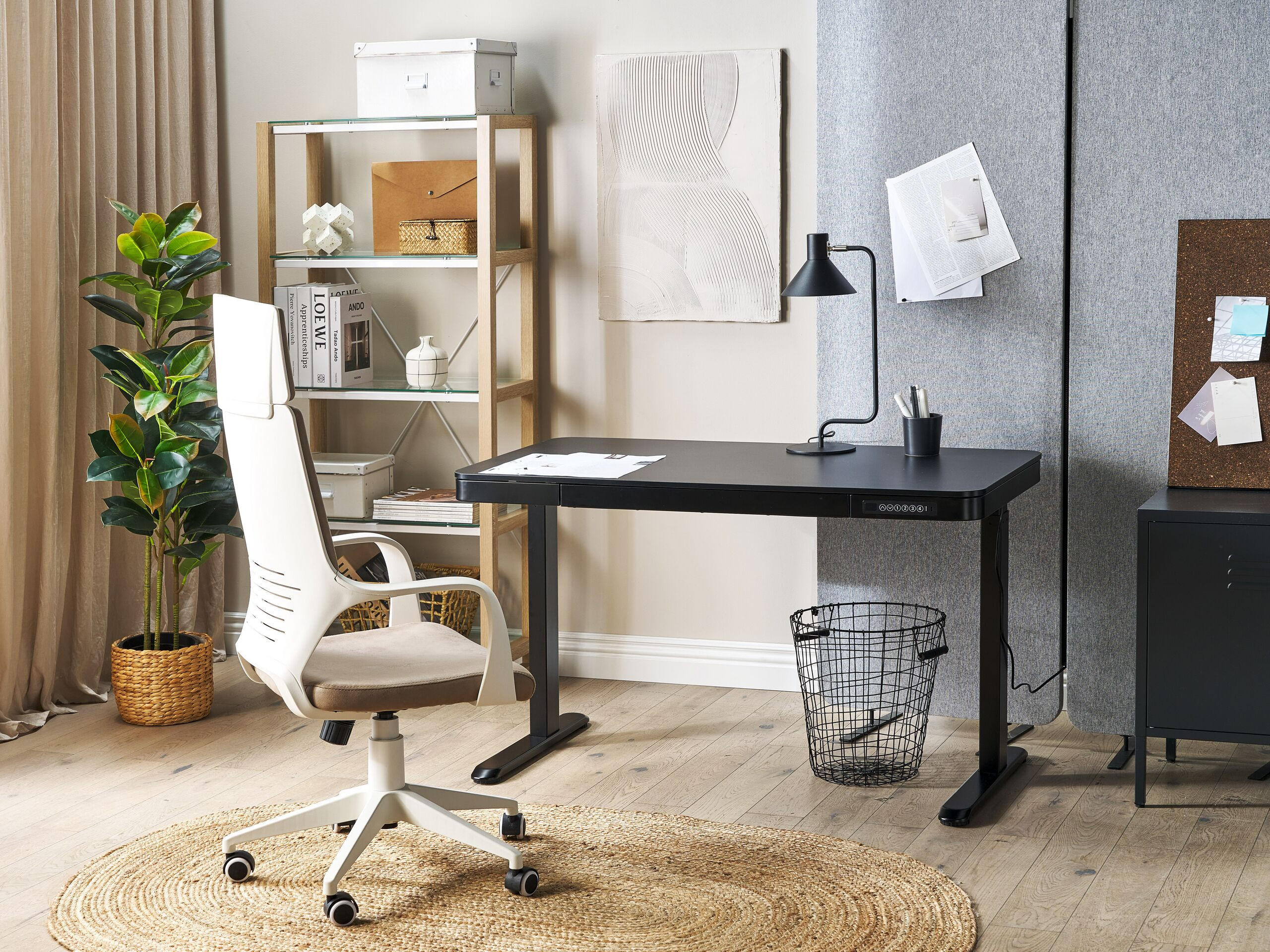 SCHREIBTISCH schwarz 120/60/72-122 cm Kenly - Schwarz, Holzwerkstoff (60/120/72cm) - Beliani