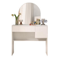 SCHMINKTISCH aus MDF 90x40x135 cm Weiß mit Spiegel, 2 Schubladen und Ablage - Weiß, Holzwerkstoff (90/135/40cm) - Modfu