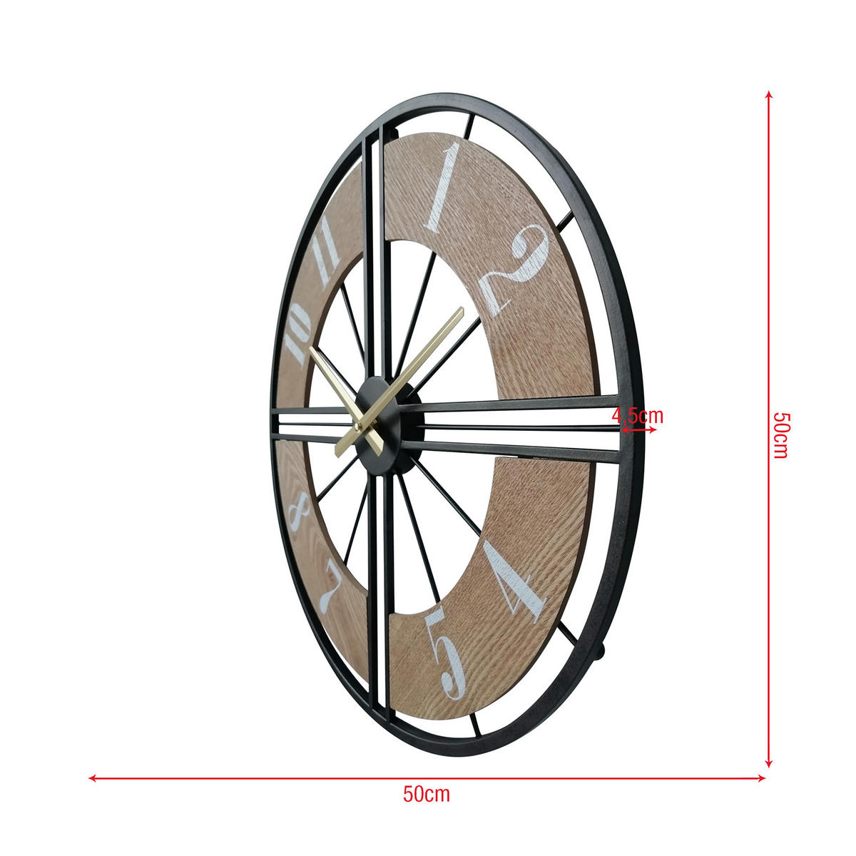 WANDUHR Schwarz 5/50/50 cm - Schwarz, Holzwerkstoff (5/50/50cm) - Mobili Rebecca