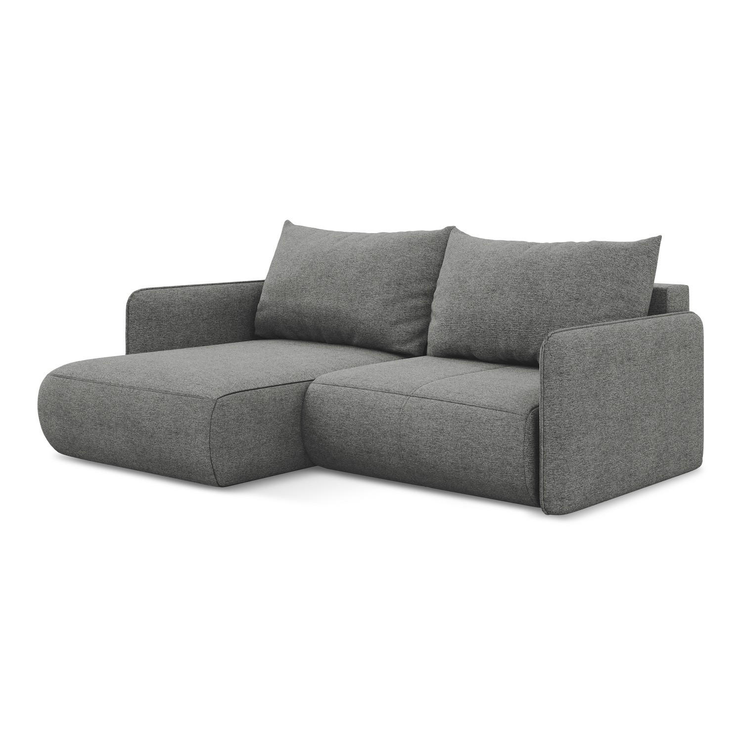 ECKSOFA mit Schlaffunktion Chenille Stoff Grau - Schieferfarben/Schwarz, Kunststoff/Textil (148/207cm) - LaMiaSofa
