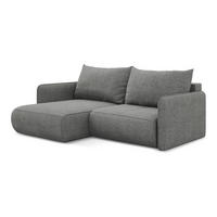 ECKSOFA mit Schlaffunktion Chenille Stoff Grau - Schieferfarben/Schwarz, Kunststoff/Textil (148/207cm) - LaMiaSofa