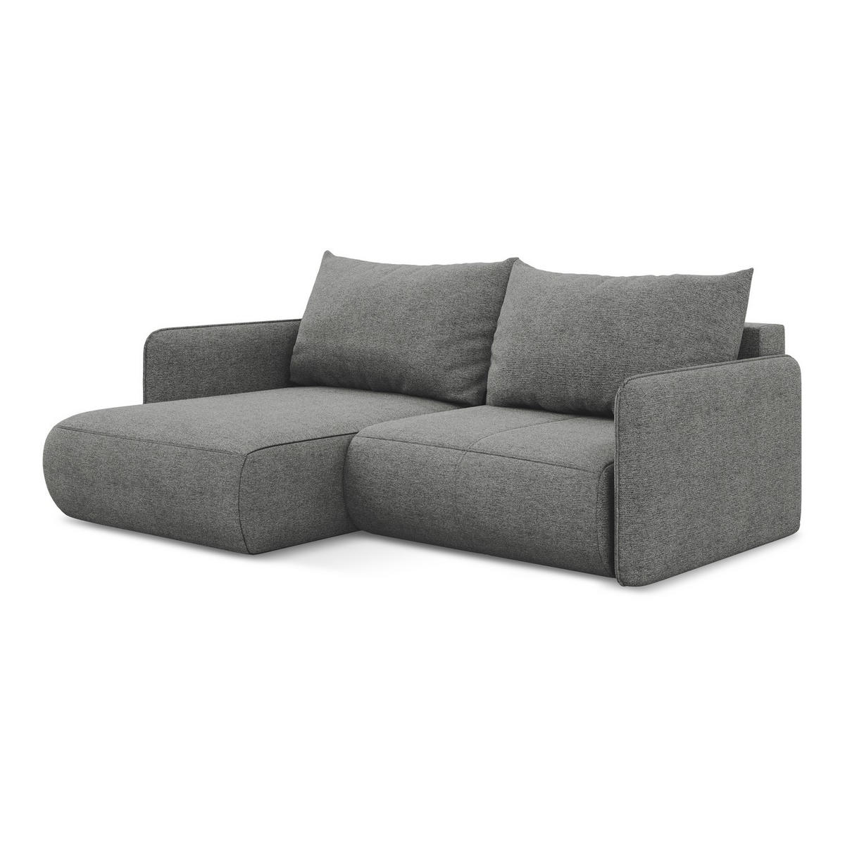 ECKSOFA mit Schlaffunktion Chenille Stoff Grau - Schieferfarben/Schwarz, Kunststoff/Textil (148/207cm) - LaMiaSofa