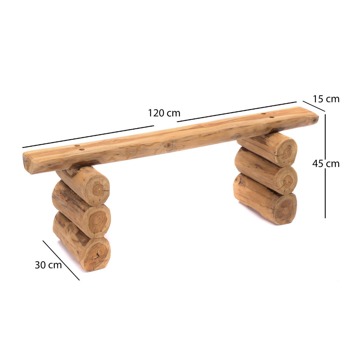 SITZBANK Nila 15 Teak Massivholz - Naturfarben, Holz (120/45/30cm) - CREEDWOOD