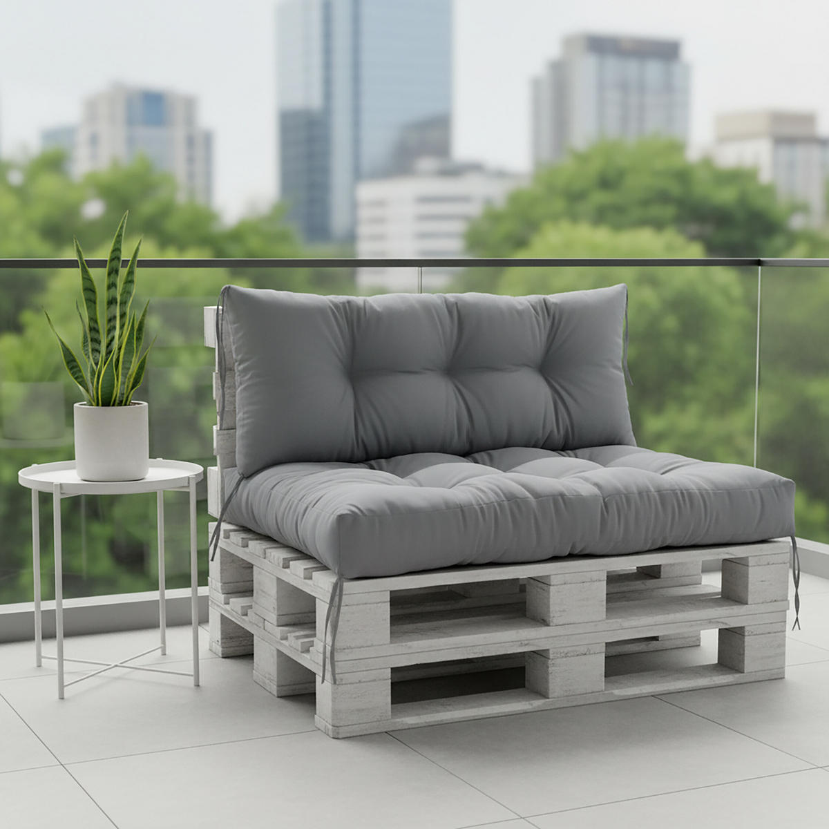 POLŠTÁŘE Šedá 2ks-set pro paletu 120x80 cm - šedá, textil/plast (80/12/120cm) - Relaxdays