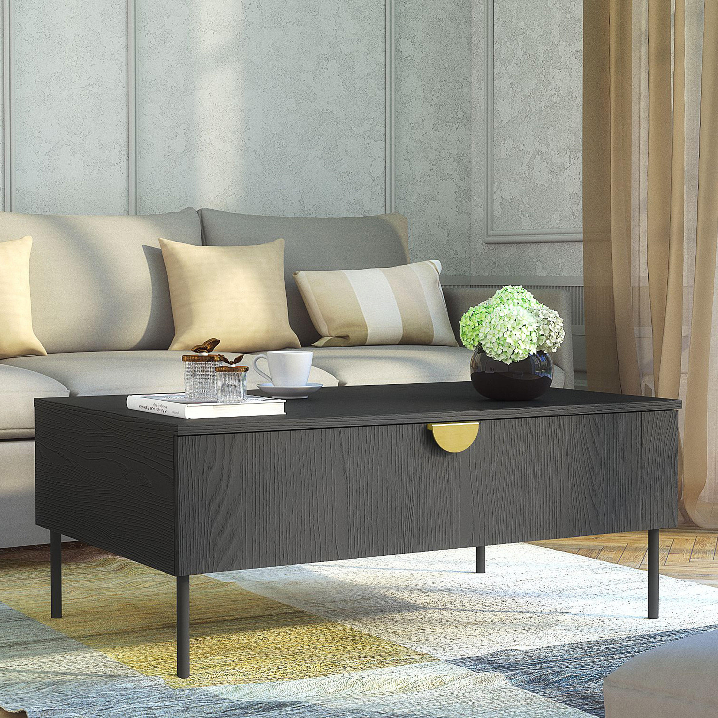 COUCHTISCH VIDIS Kaffeetisch - Schwarz, Holzwerkstoff (66/100/42cm) - KONSIMO®