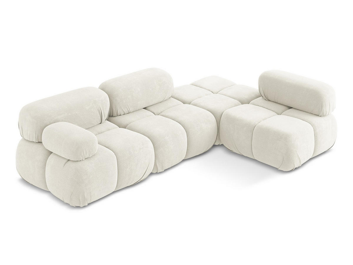 ECKSOFA Rechts Chenille Stoff Weiß - Pink/Schwarz, Kunststoff/Textil (285/190cm) - Makamii