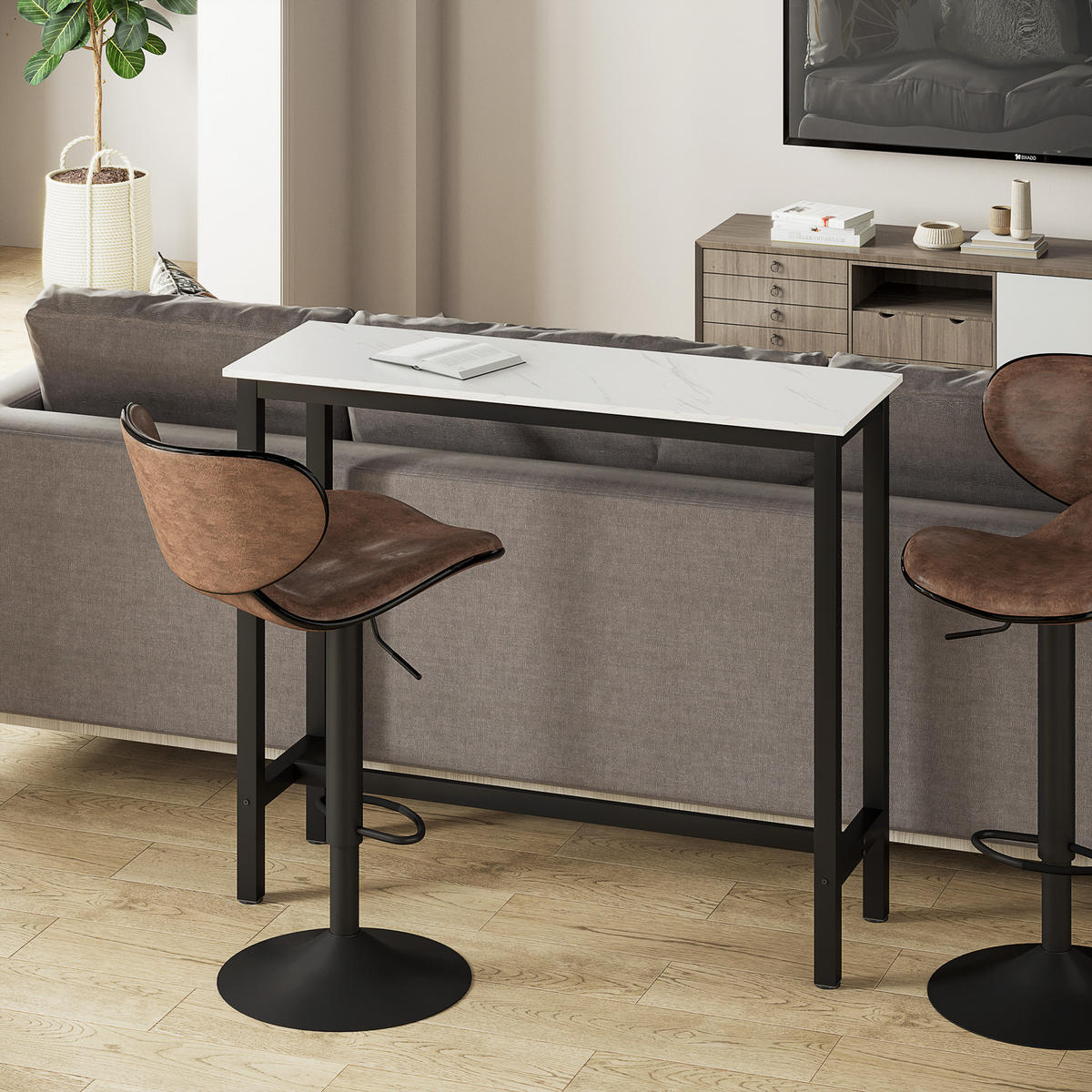 BARTISCH Weißer Marmoreffekt, Schwarz 1 Stück - Weiß, Kunststoff (120/40/100cm) - GiPP