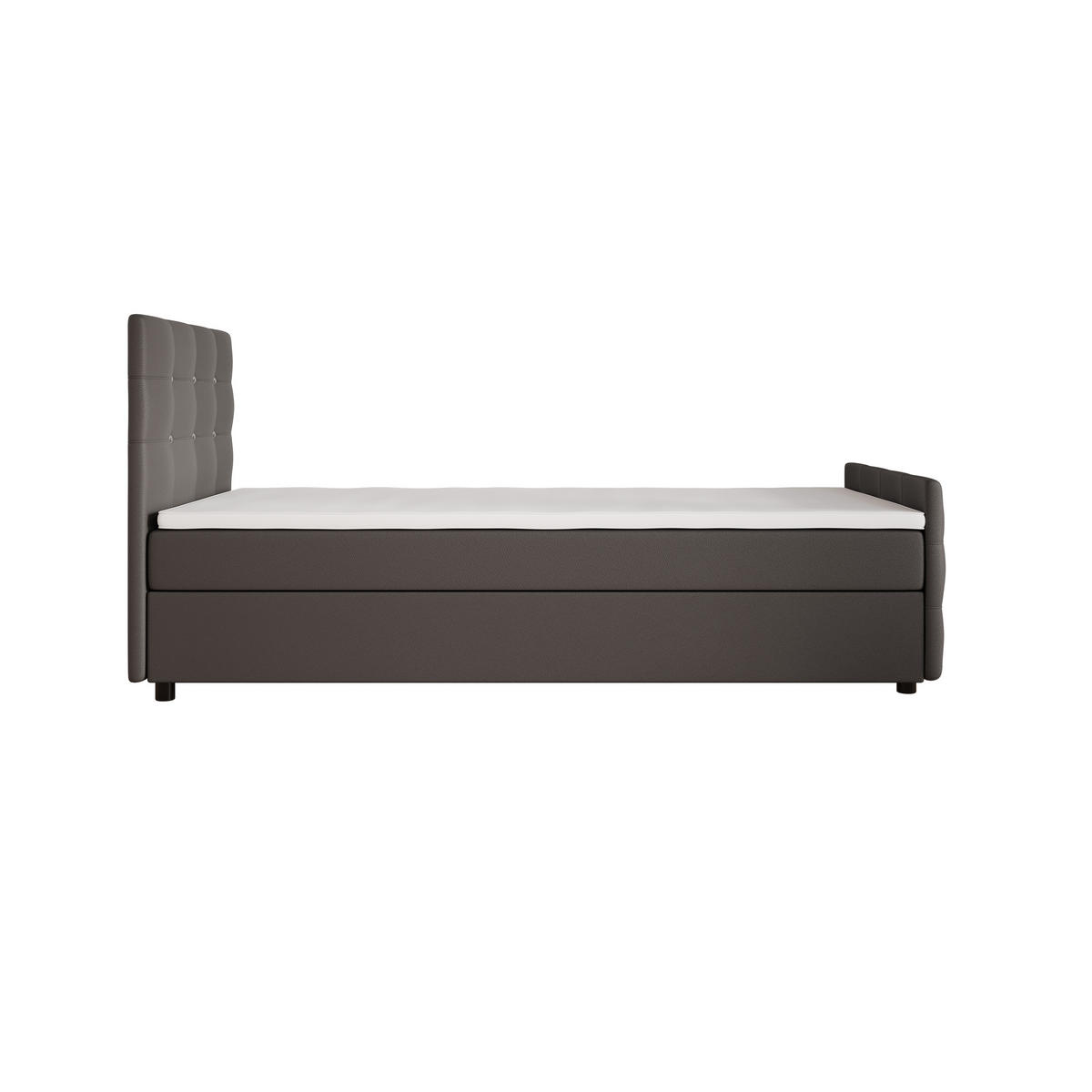 BOXBETT KLEO 90x200, mit Matratze H3 und Topper, Madryt 195 - Grau, Holz/Kunststoff (90/200cm) - Bedante