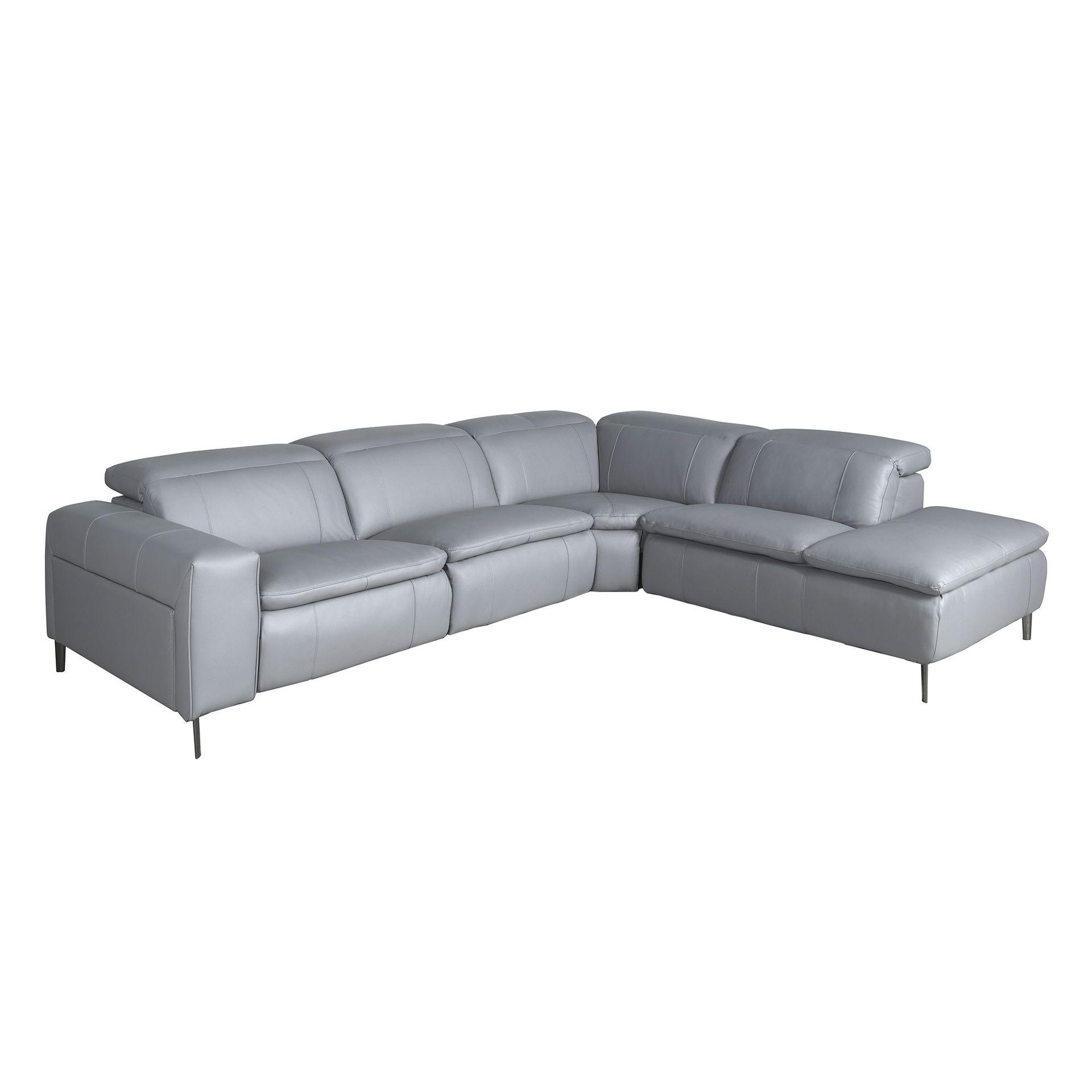 ECKSOFA Ecke Grau Geschwärzter Stahl 330/224/100 cm - Grau, Leder/Metall (330/224cm) - ANGEL CERDA