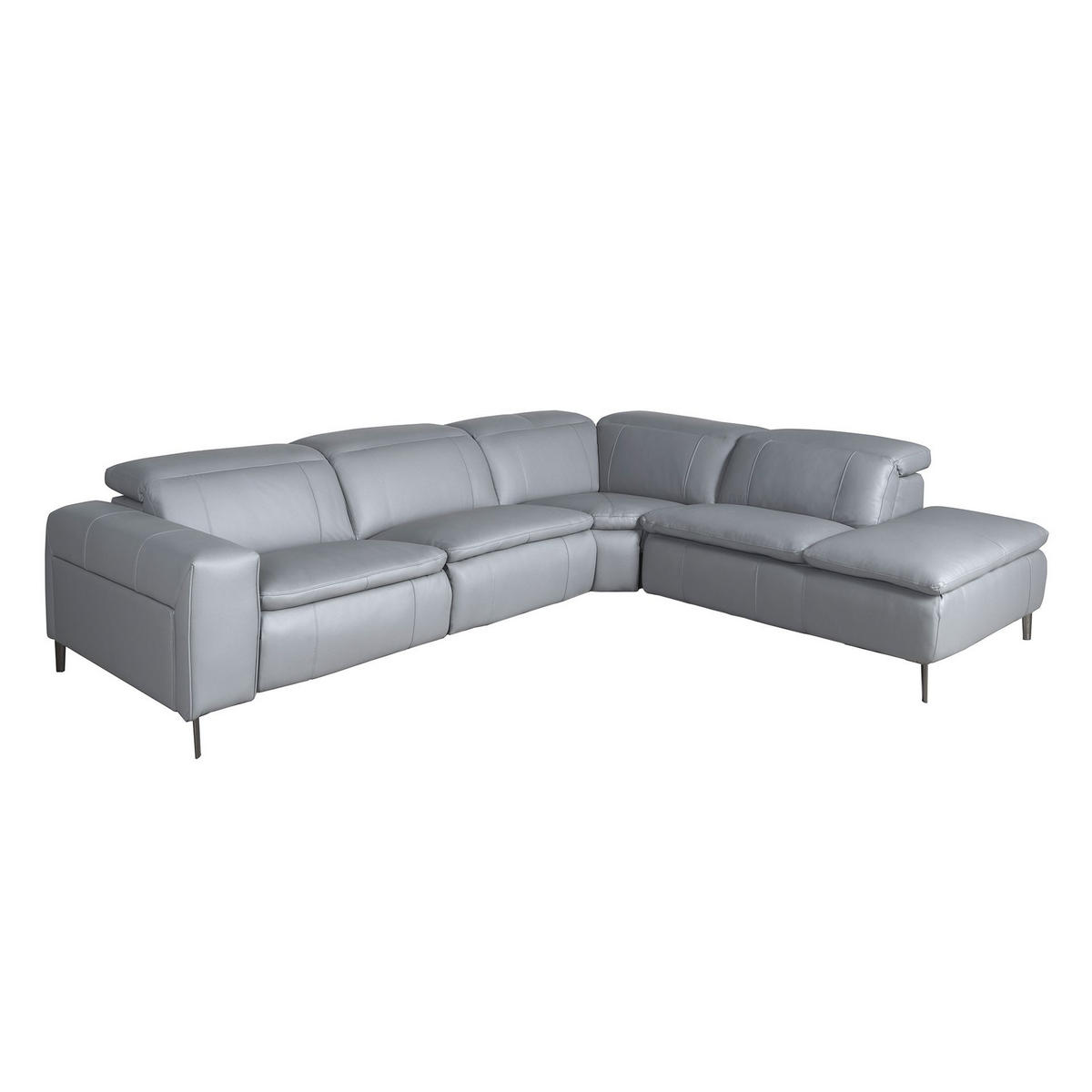 ECKSOFA Ecke Grau Geschwärzter Stahl 330/224/100 cm - Grau, Leder/Metall (330/224cm) - ANGEL CERDA