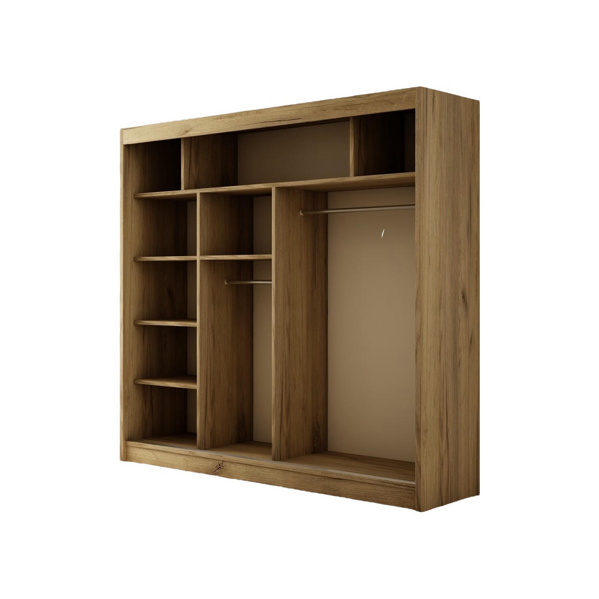 SCHWEBETÜRENSCHRANK Padwa 200 cm mit Spiegel 2-türig, Eiche sonoma - Sonoma Eiche, Kunststoff (200/215/61cm) - Margaret Hadas24