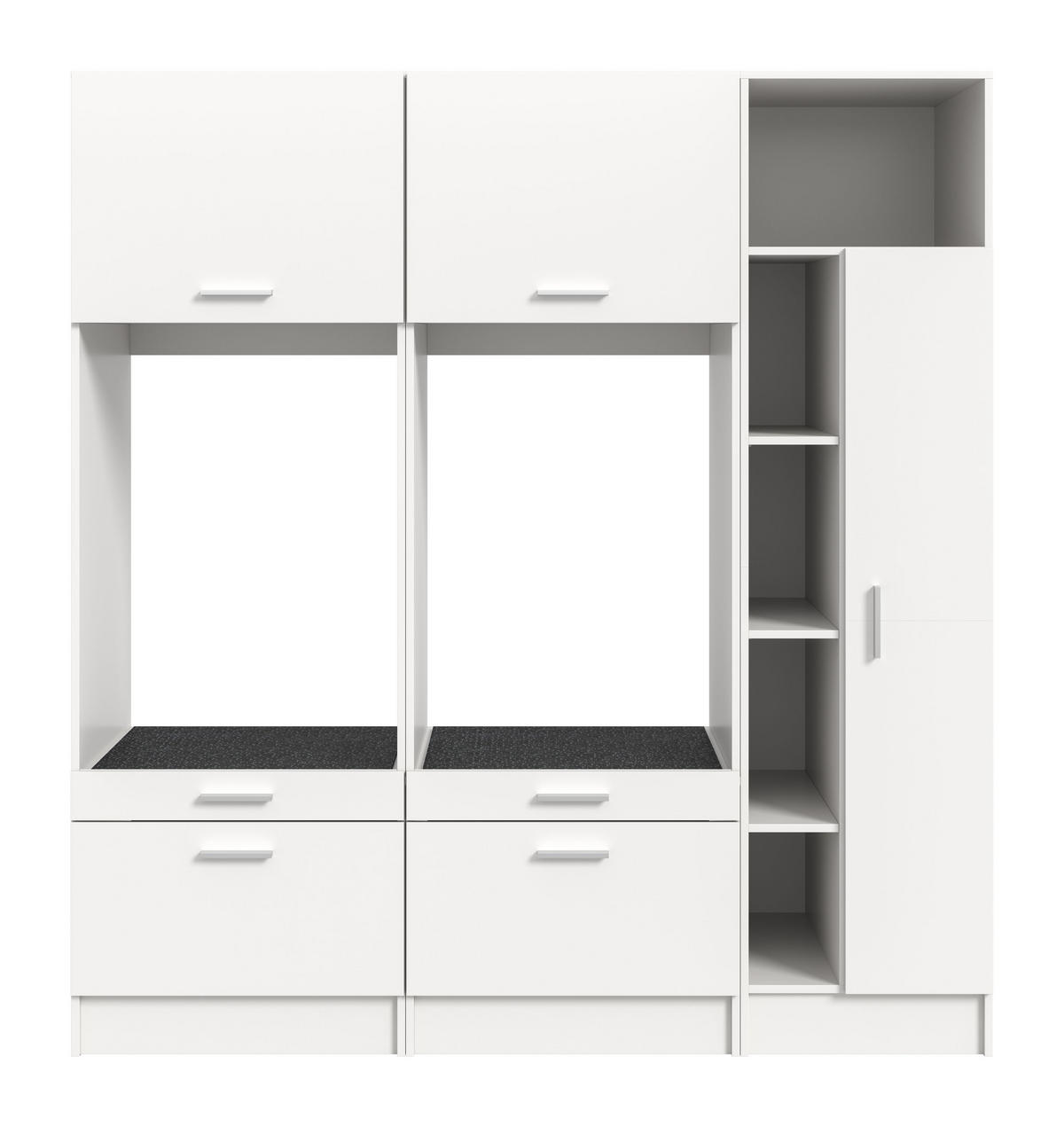 WASCHMASCHINENUMBAU 3tlg. Set Mixx Bad in weiß Nachbildung - modernes Design - B/H/T: 182x195x68 cm - Weiß, Holzwerkstoff (182/195/68cm) - Homes & Jones