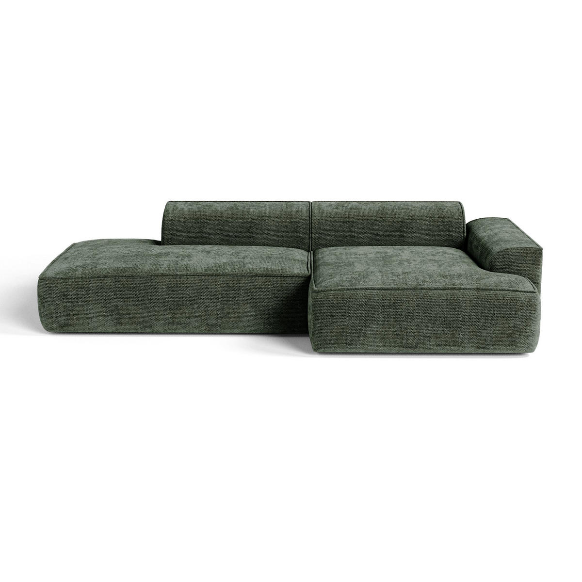 ECKSOFA rechtwinklig HANA Strickvelours Olivgrün 260cm - Olivgrün/Grün, Textil (260/155cm) - Premium Interiors