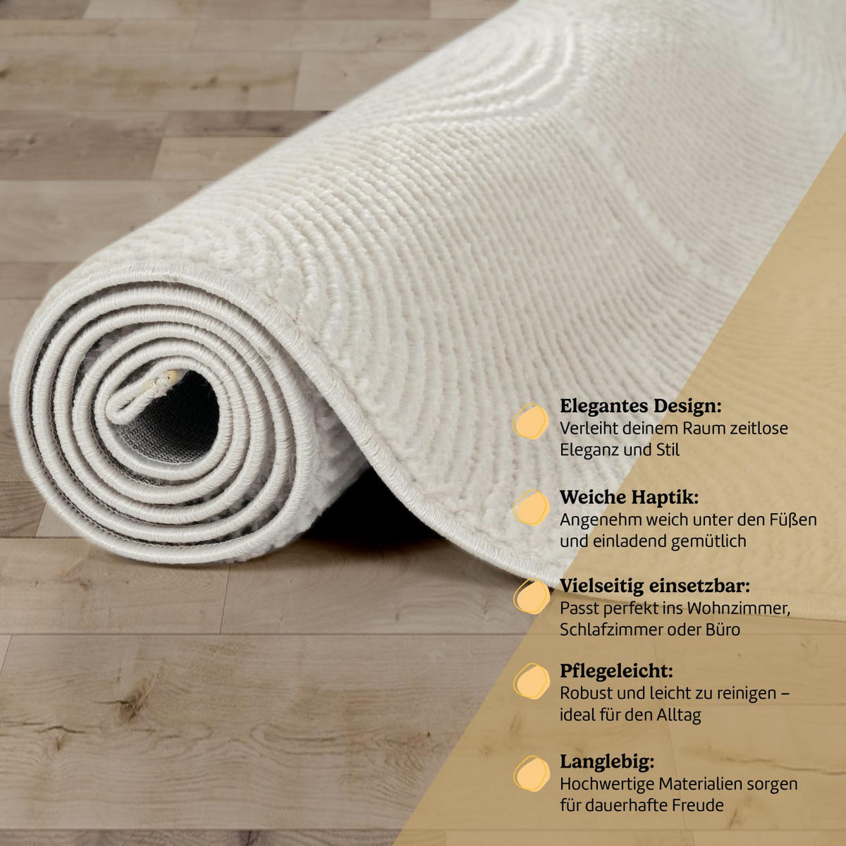 KURZFLORTEPPICH, abstrakt, Florhöhe 9 mm, Creme, 200 x 280 cm - Creme, Textil (280/200cm) - KADIMA DESIGN